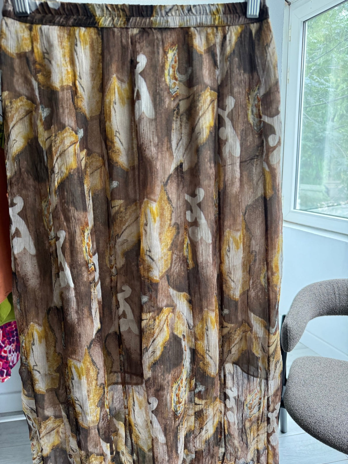 ☀️ Fustă Printed din Mătase Naturală de Dud Vintage – S/M - anbracaminte