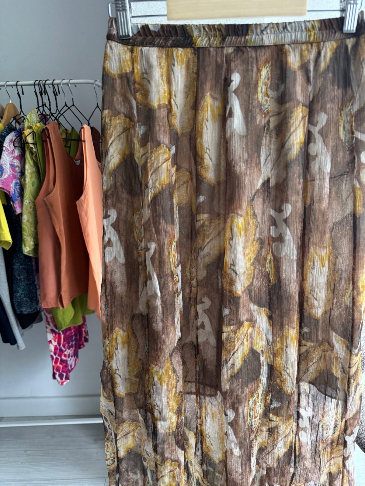 ☀️ Fustă Printed din Mătase Naturală de Dud Vintage – S/M - anbracaminte