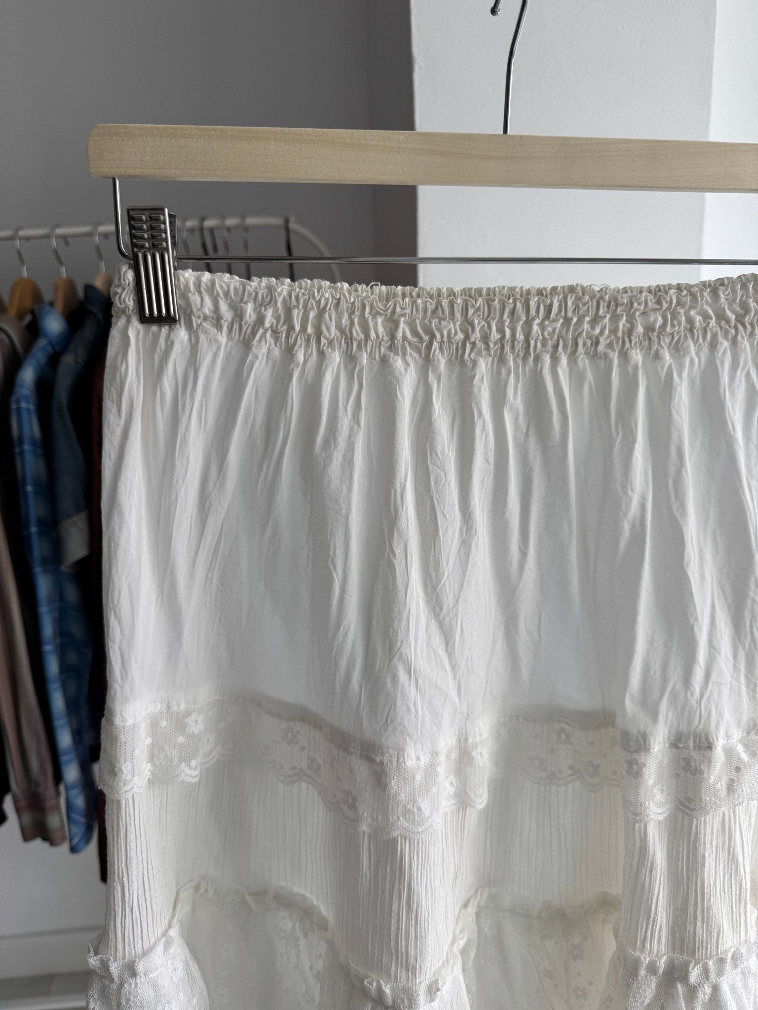 🦢 Fustă Sheer cu Detalii Dantelă Y2K | Talie Elastică – S/M Damă (aprox.) - anbracaminte