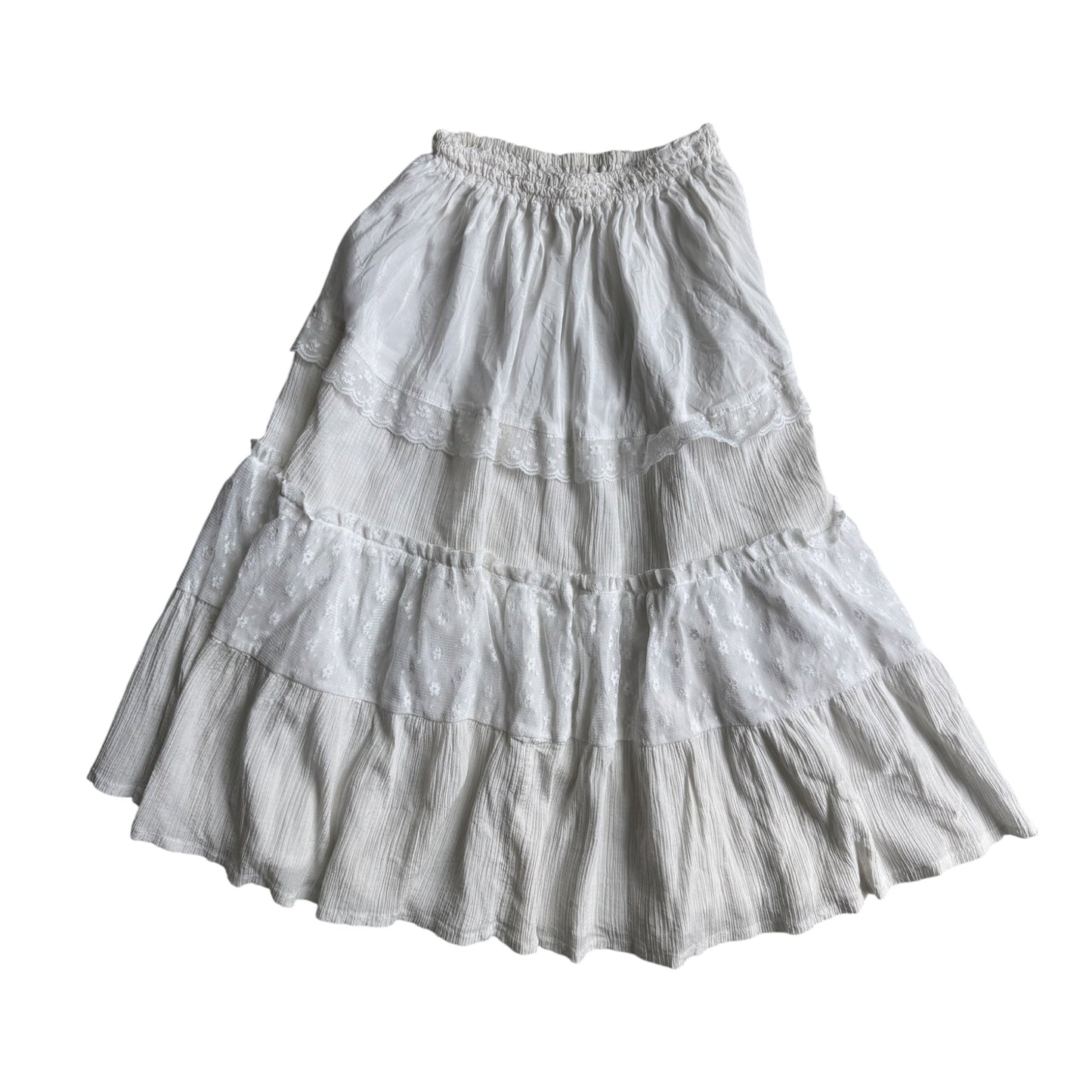 🦢 Fustă Sheer cu Detalii Dantelă Y2K | Talie Elastică – S/M Damă (aprox.) - anbracaminte