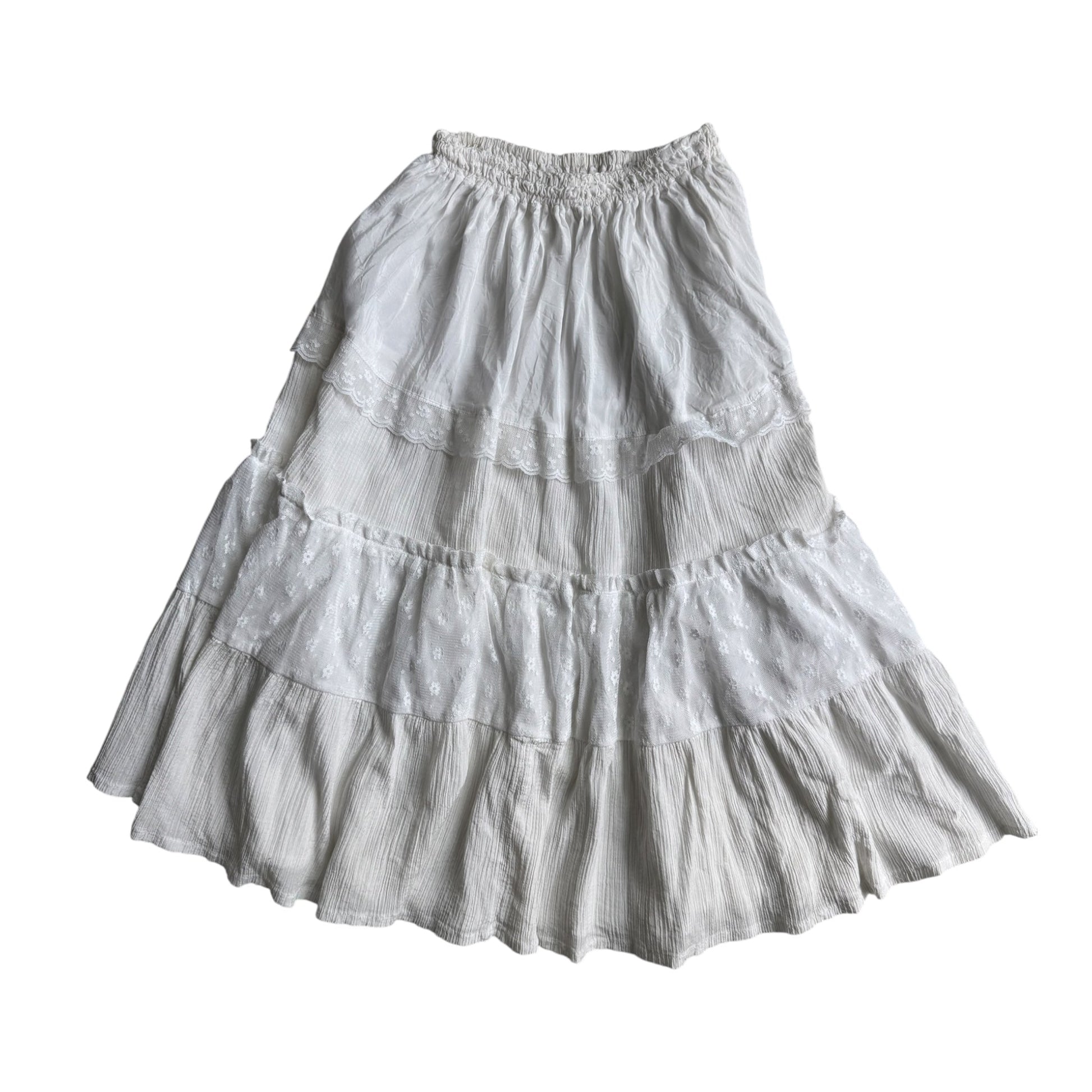 🦢 Fustă Sheer cu Detalii Dantelă Y2K | Talie Elastică – S/M Damă (aprox.) - anbracaminte
