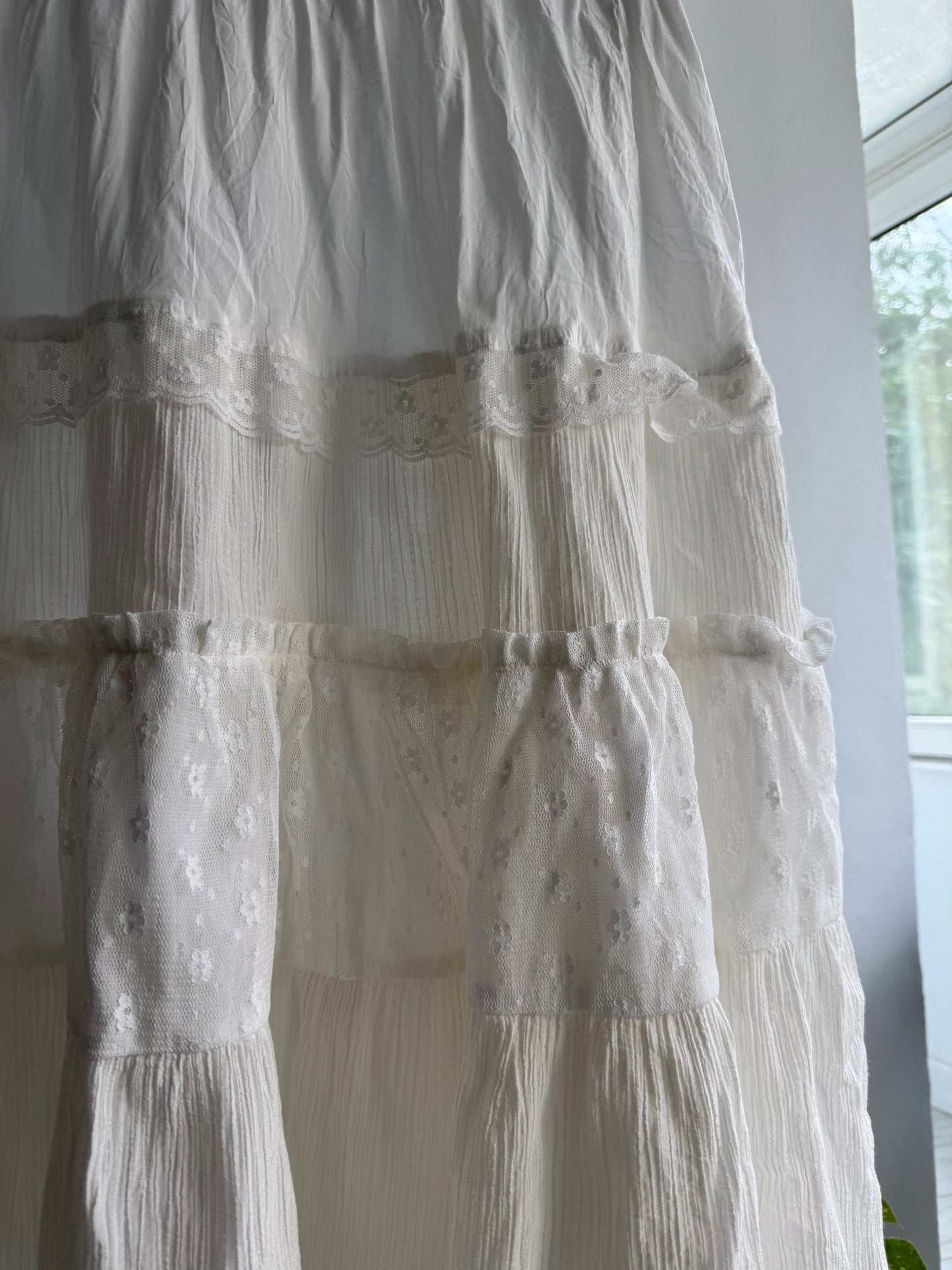 🦢 Fustă Sheer cu Detalii Dantelă Y2K | Talie Elastică – S/M Damă (aprox.) - anbracaminte
