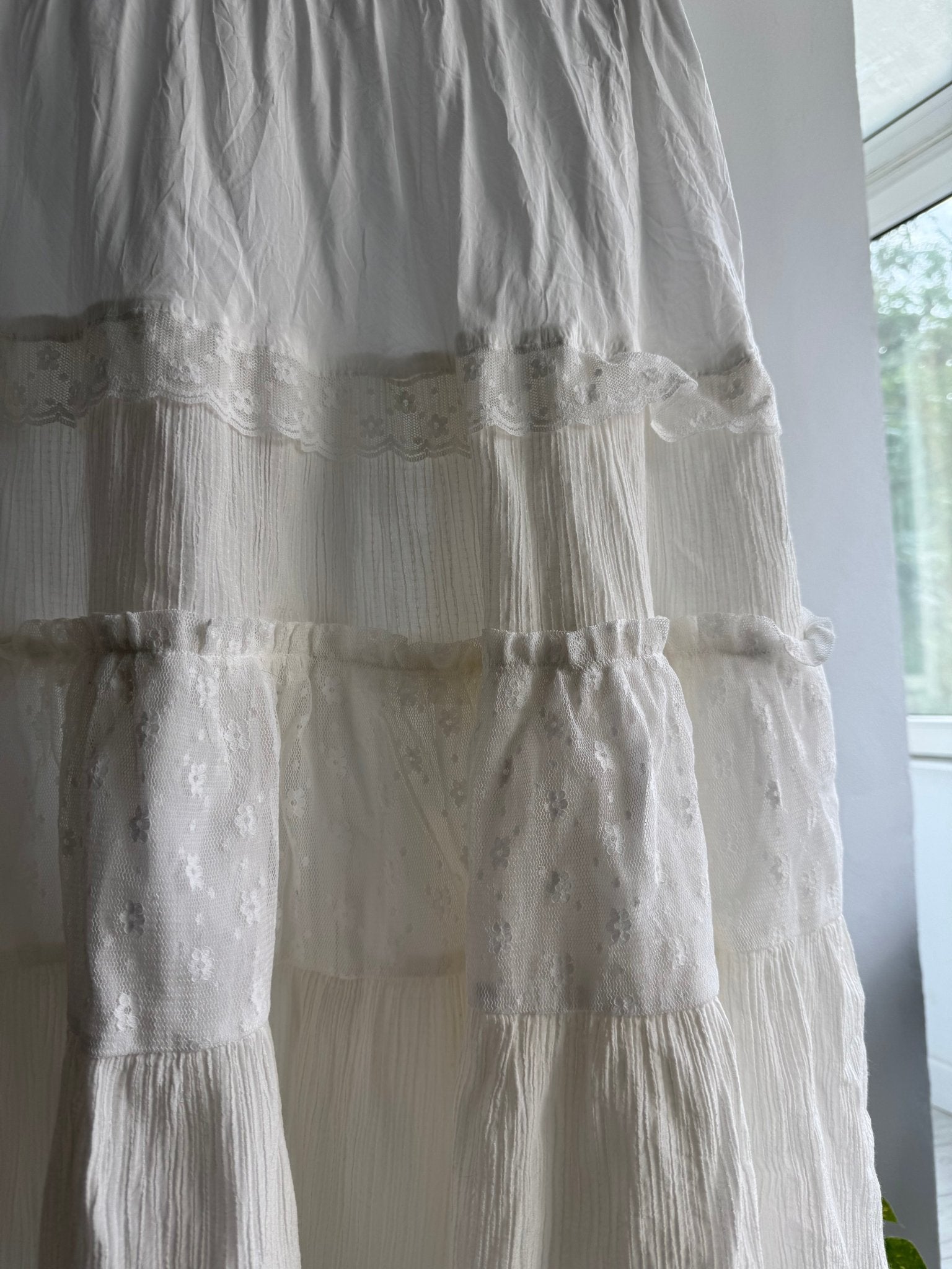 🦢 Fustă Sheer cu Detalii Dantelă Y2K | Talie Elastică – S/M Damă (aprox.) - anbracaminte