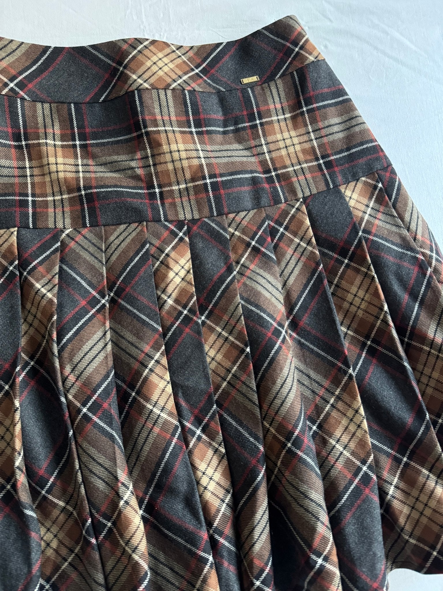 🧵 Fustă Tartan Luisa Spagnoli – Lână 100% | Mărimea IT 42 (S–M) - anbracaminte