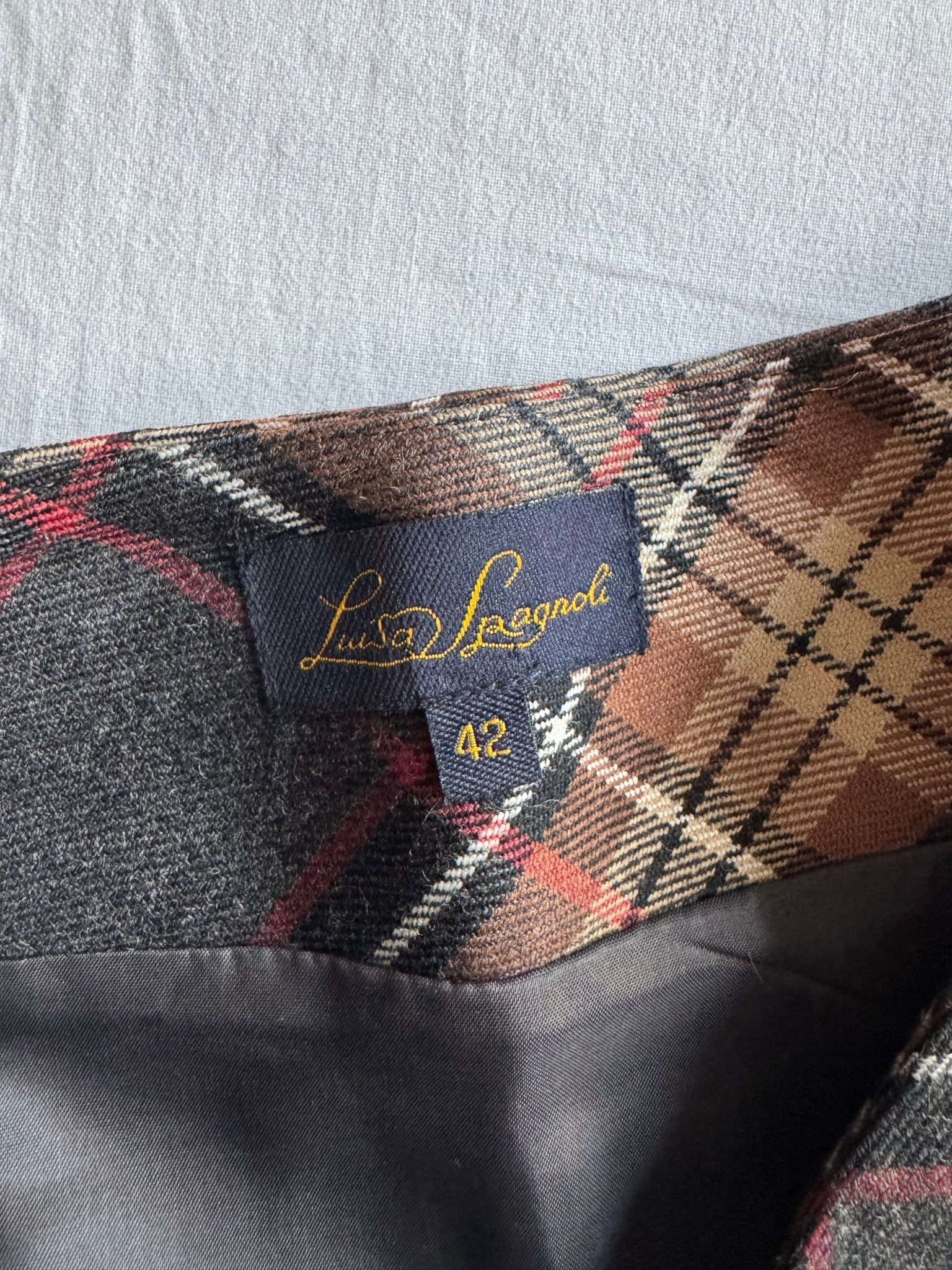 🧵 Fustă Tartan Luisa Spagnoli – Lână 100% | Mărimea IT 42 (S–M) - anbracaminte