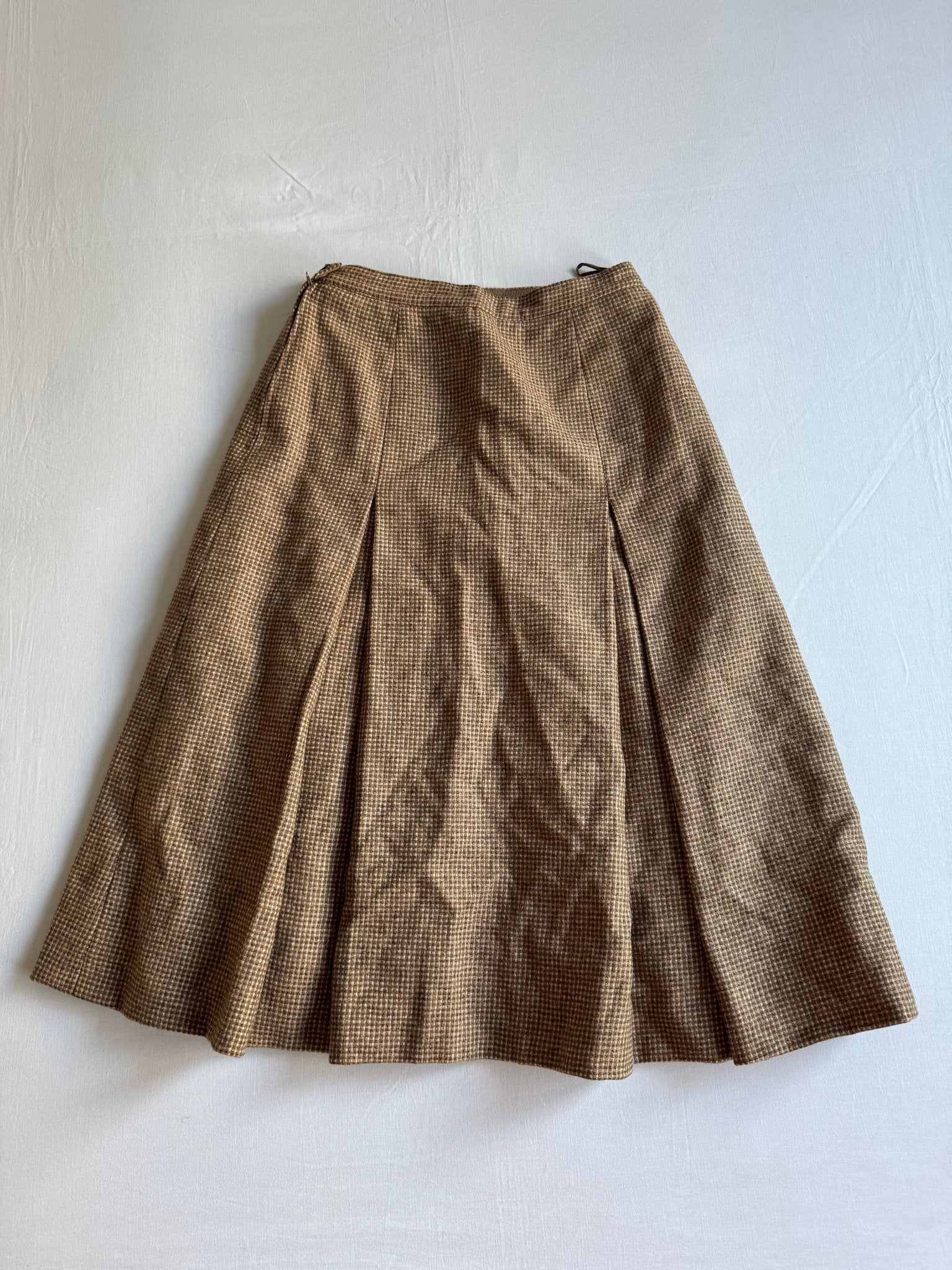 🪵 Fustă Vintage ’60s–’70s Plisată din Lână – XS (IT 38) - anbracaminte
