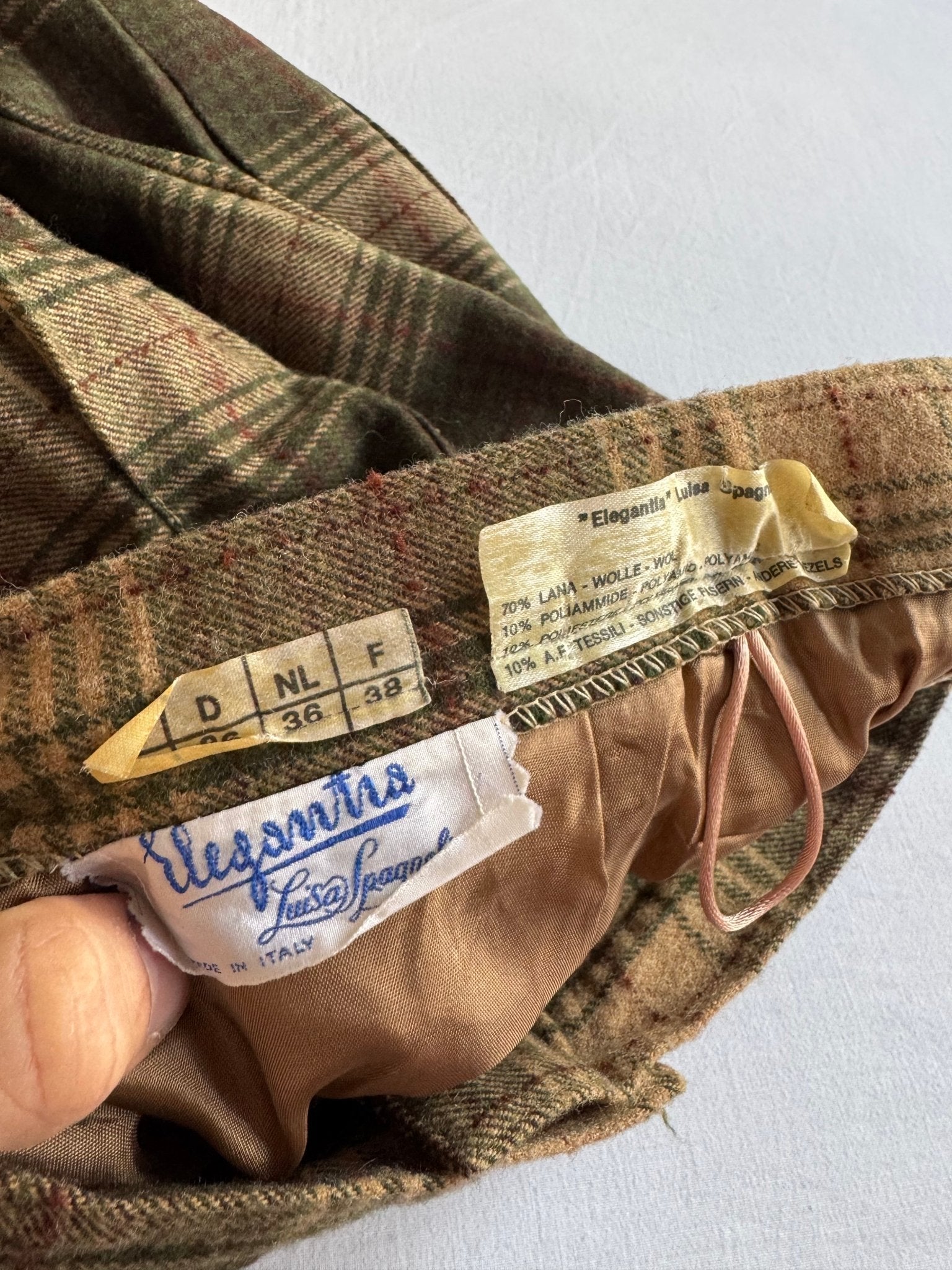 Fustă Vintage ’70s Plisată din Lână Tartan Dark Green Luisa Spagnoli – S (EU 36) - anbracaminte