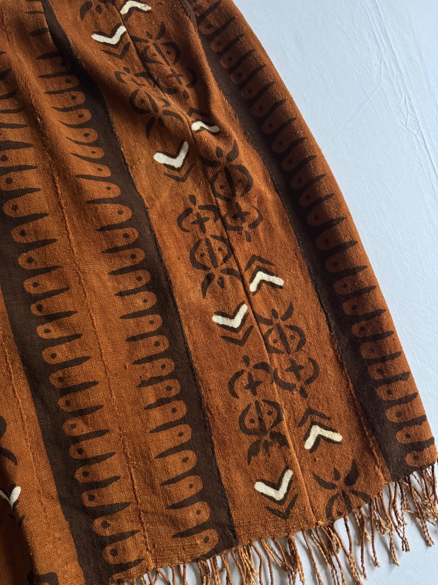🐚 Fustă vintage African Mud Cloth asimetrică – mărime S (estimativ) - anbracaminte