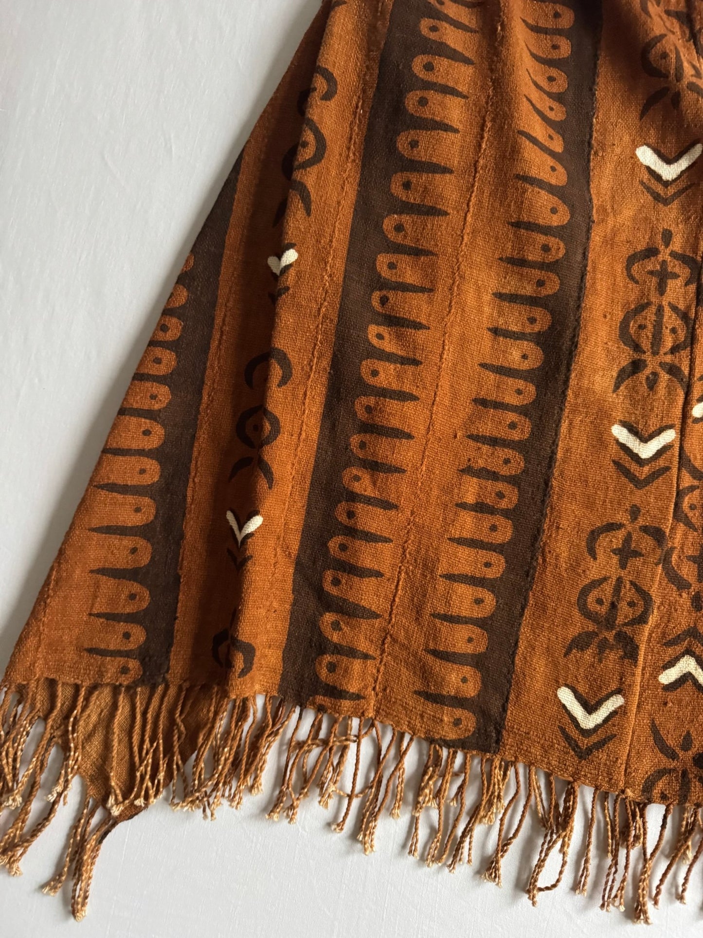 🐚 Fustă vintage African Mud Cloth asimetrică – mărime S (estimativ) - anbracaminte