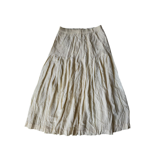 🦢 Fustă Vintage Alb Natur din Mătase Plisată – IT 42 (S/M Damă) – Made in Italy - anbracaminte