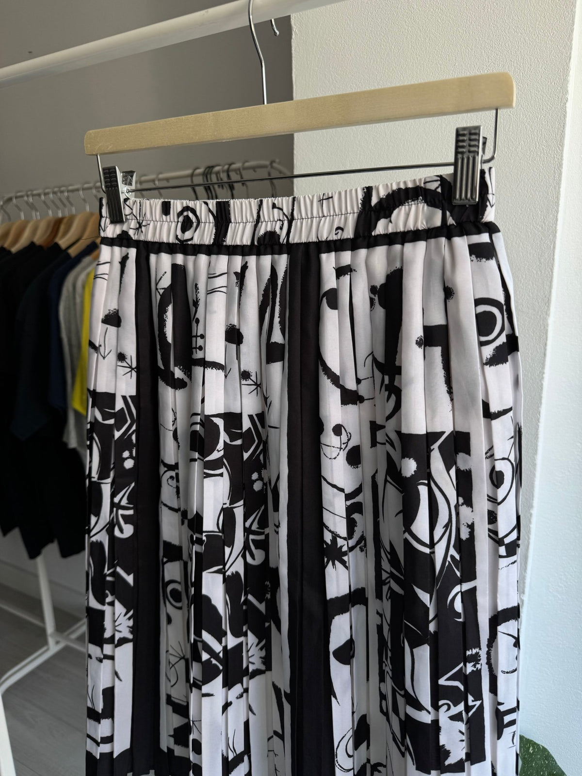 Fustă Vintage Alb-Negru cu Print – EU 38 Damă (S/M) - anbracaminte