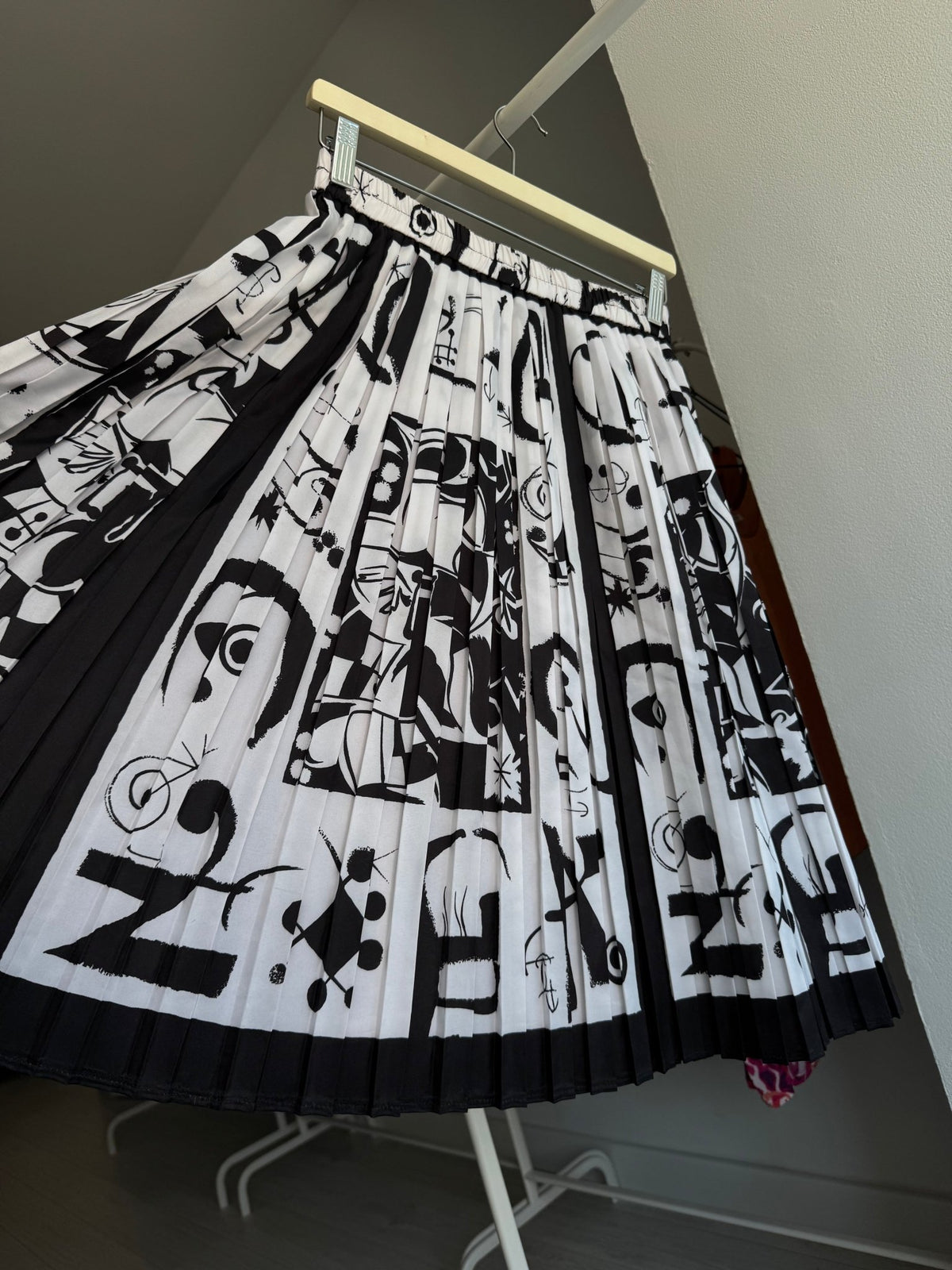 Fustă Vintage Alb-Negru cu Print – EU 38 Damă (S/M) - anbracaminte