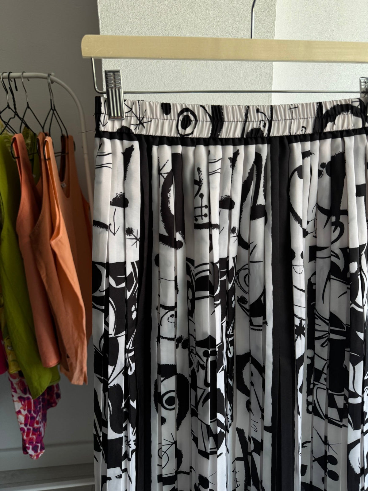 Fustă Vintage Alb-Negru cu Print – EU 38 Damă (S/M) - anbracaminte
