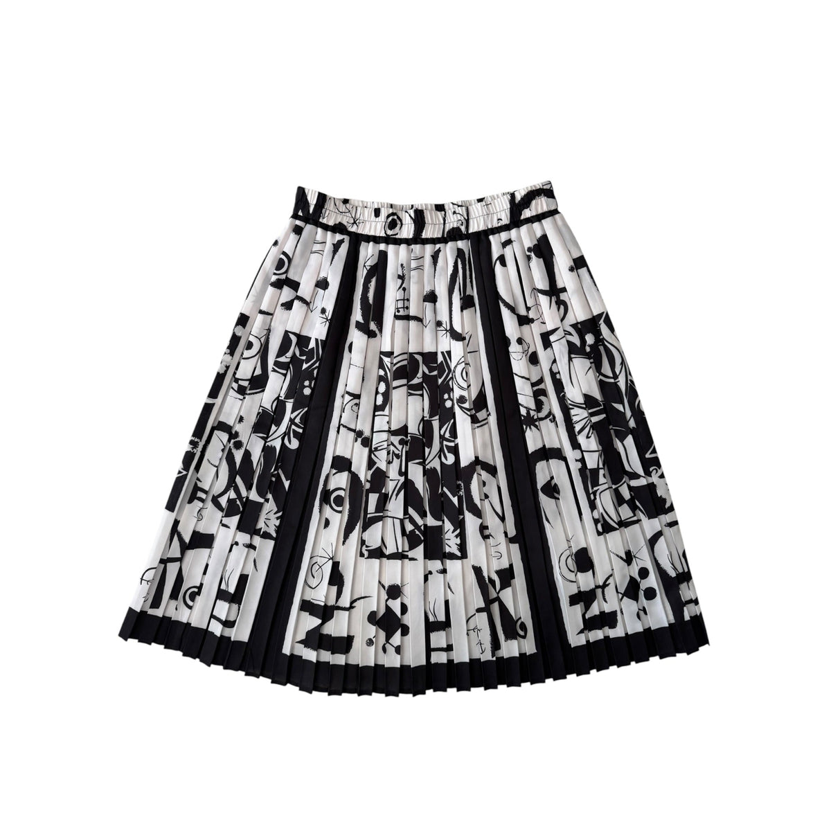 Fustă Vintage Alb-Negru cu Print – EU 38 Damă (S/M) - anbracaminte