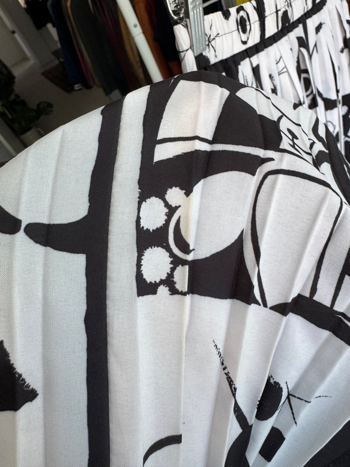 Fustă Vintage Alb-Negru cu Print – EU 38 Damă (S/M) - anbracaminte
