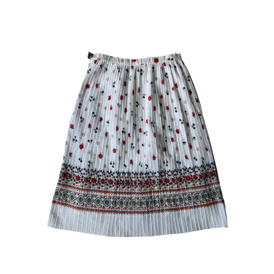 🌸 Fustă Vintage Albă Floral Printed Plisată – XS/S Damă - anbracaminte