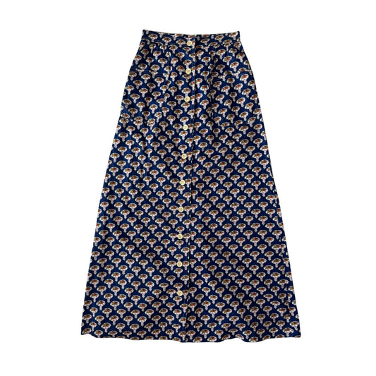 ☀️ Fustă Vintage Albastră cu Print A-Line – Approx. S Damă - anbracaminte