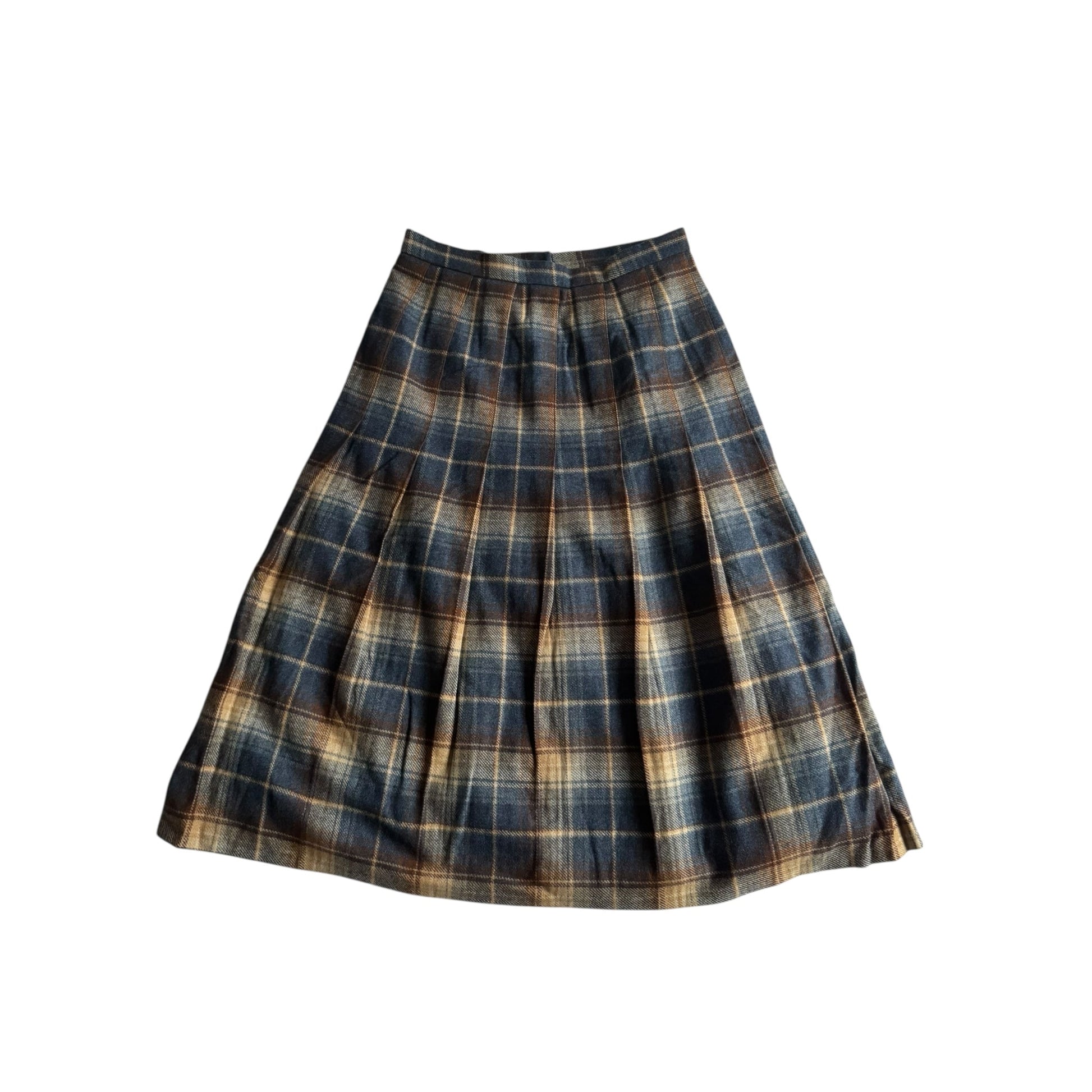 🧵 Fustă Vintage Albastră cu Print Plaid (UK 12 – M) - anbracaminte