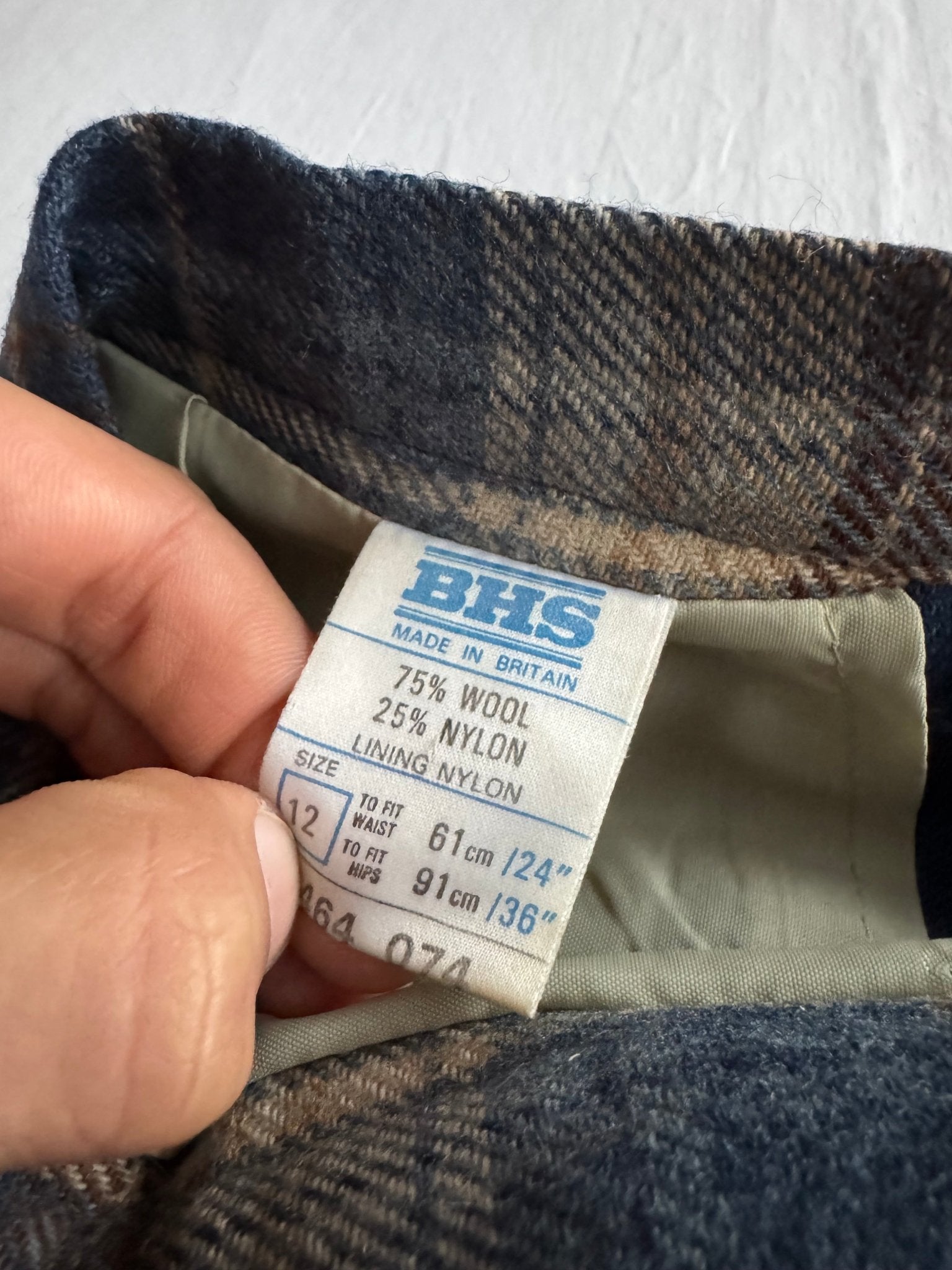 🧵 Fustă Vintage Albastră cu Print Plaid (UK 12 – M) - anbracaminte