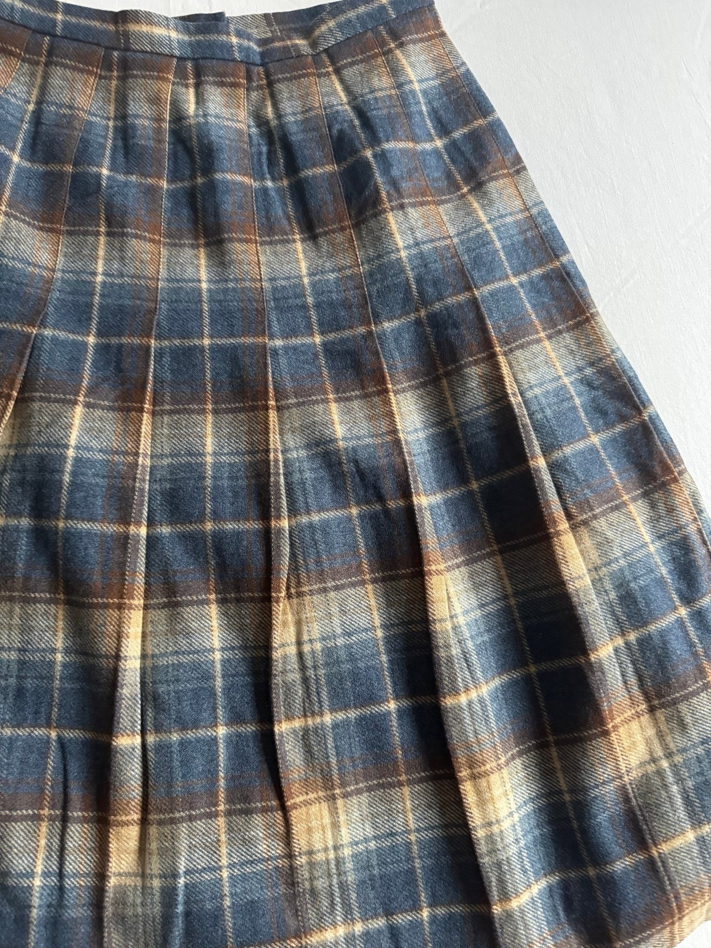 🧵 Fustă Vintage Albastră cu Print Plaid (UK 12 – M) - anbracaminte