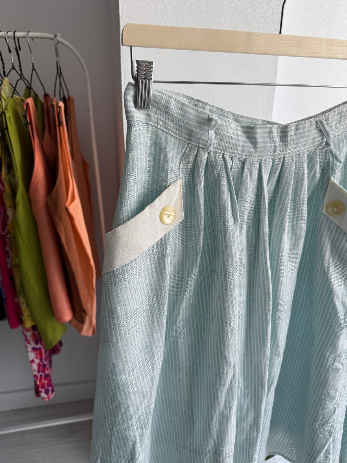 ☀️ Fustă Vintage Baby Blue cu Buzunare – IT 46 Damă (L)u - anbracaminte