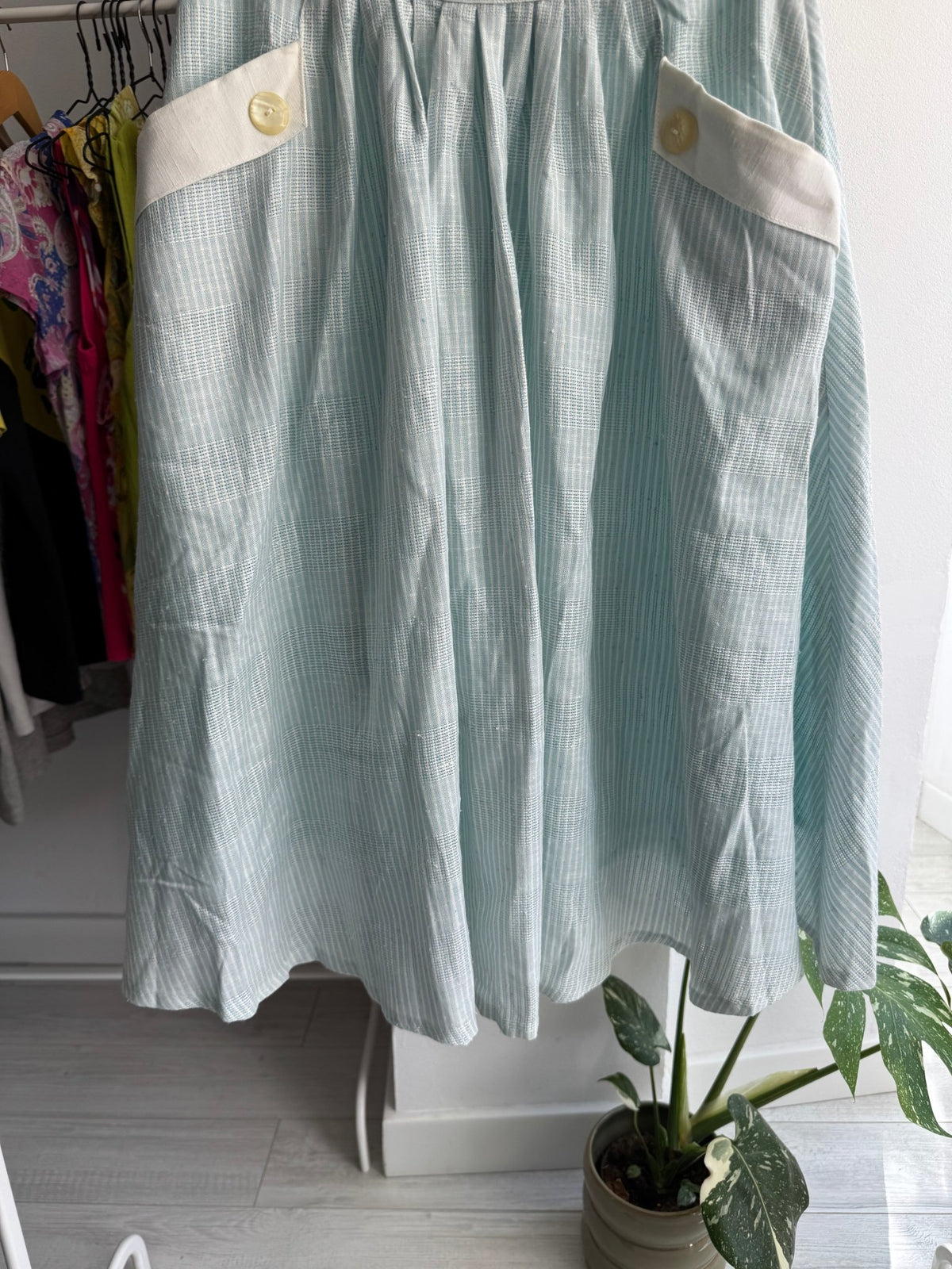 ☀️ Fustă Vintage Baby Blue cu Buzunare – IT 46 Damă (L)u - anbracaminte