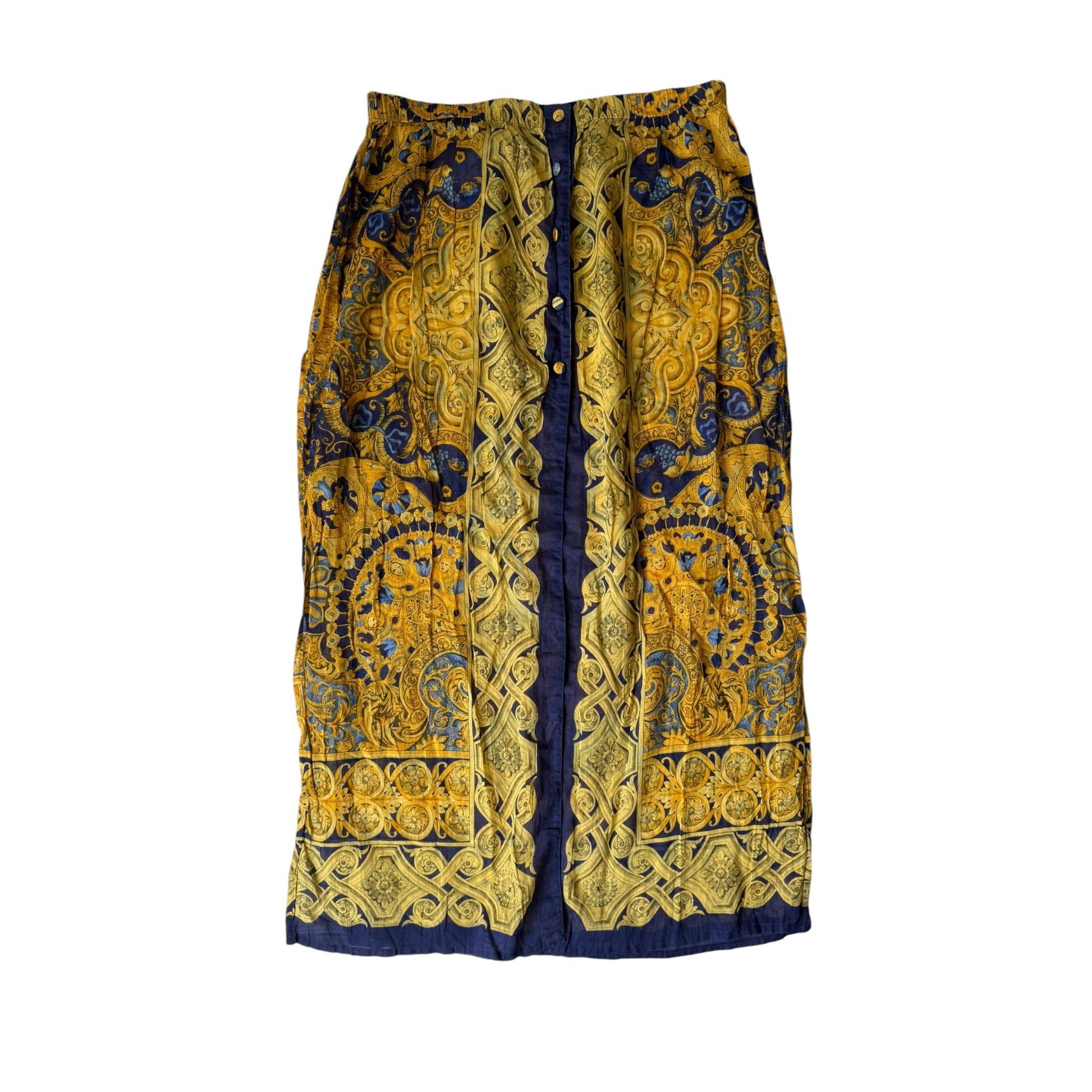 🌴 Fustă Vintage Baroque Print Beach – M/L Damă – Made in Italy - anbracaminte