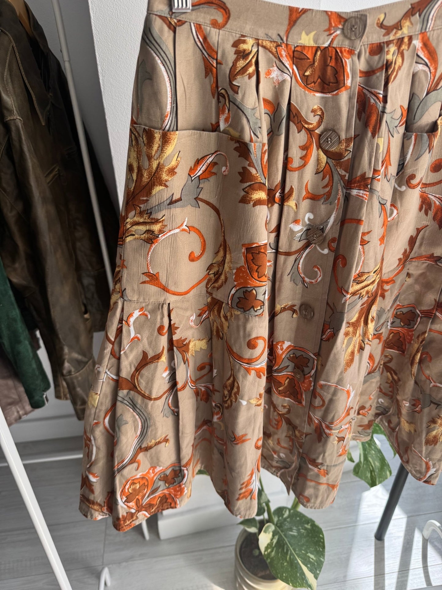 ✨ Fustă Vintage Baroque Print cu Buzunare – S/M Damă - anbracaminte