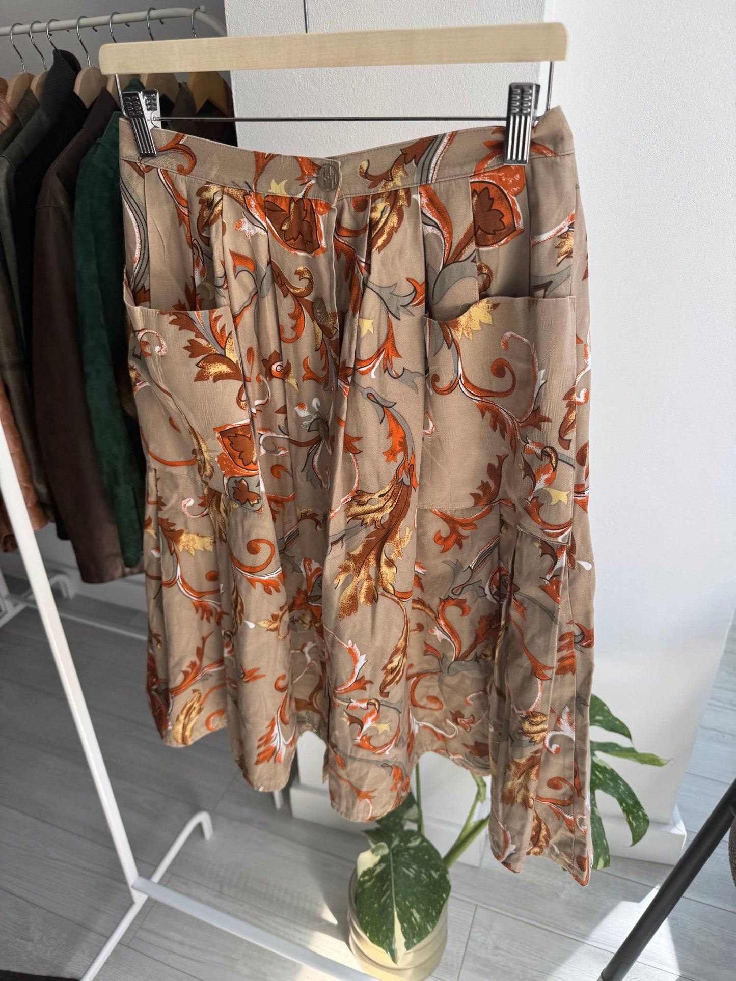 ✨ Fustă Vintage Baroque Print cu Buzunare – S/M Damă - anbracaminte
