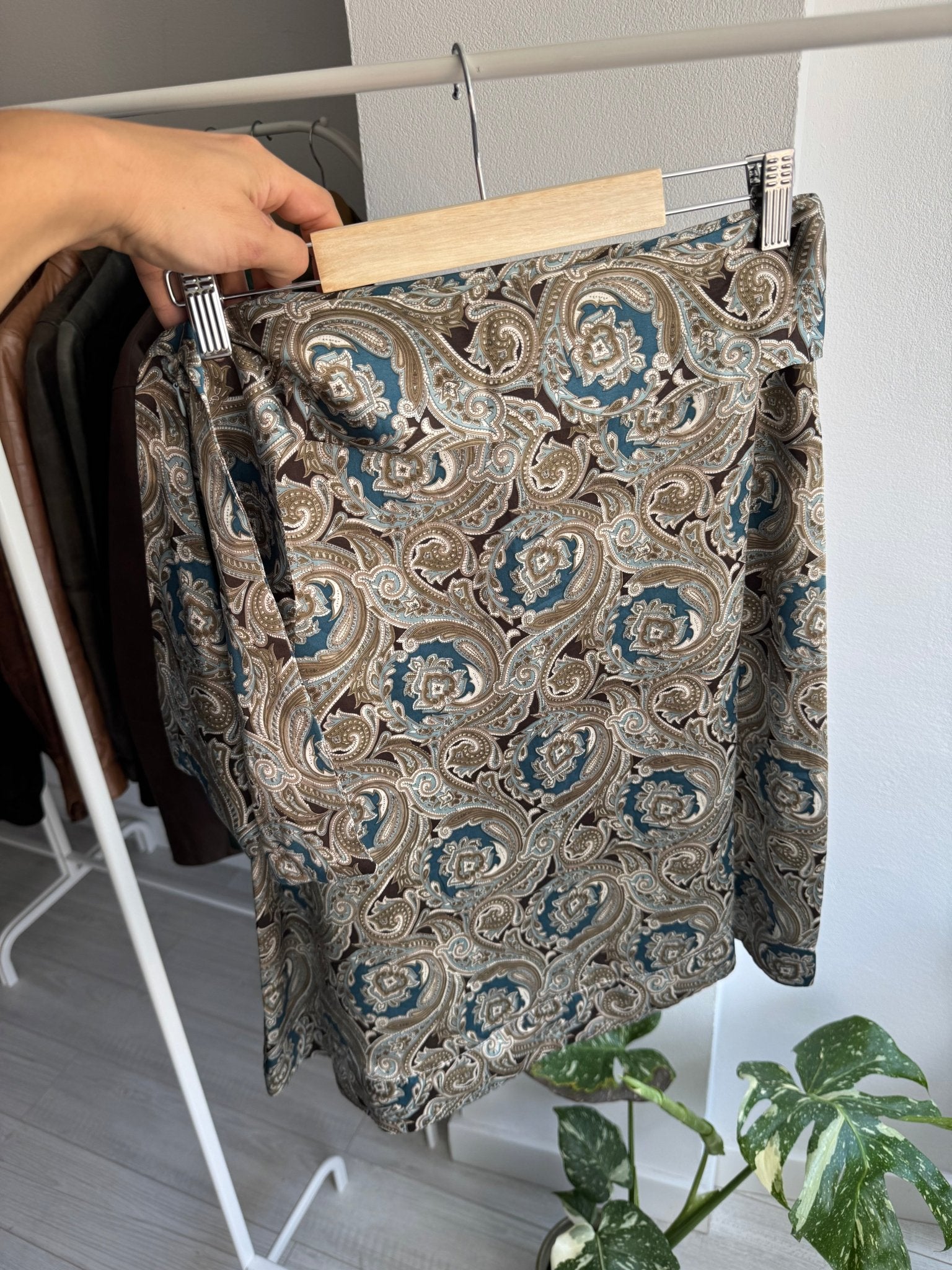 ✨ Fustă Vintage Baroque Print din Mătase – M Damă – Made in France - anbracaminte
