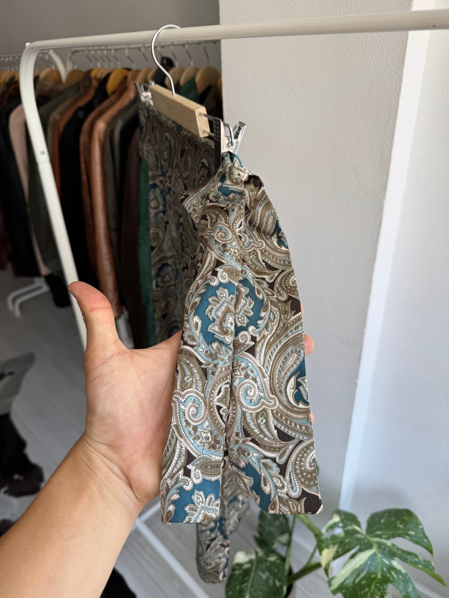 ✨ Fustă Vintage Baroque Print din Mătase – M Damă – Made in France - anbracaminte