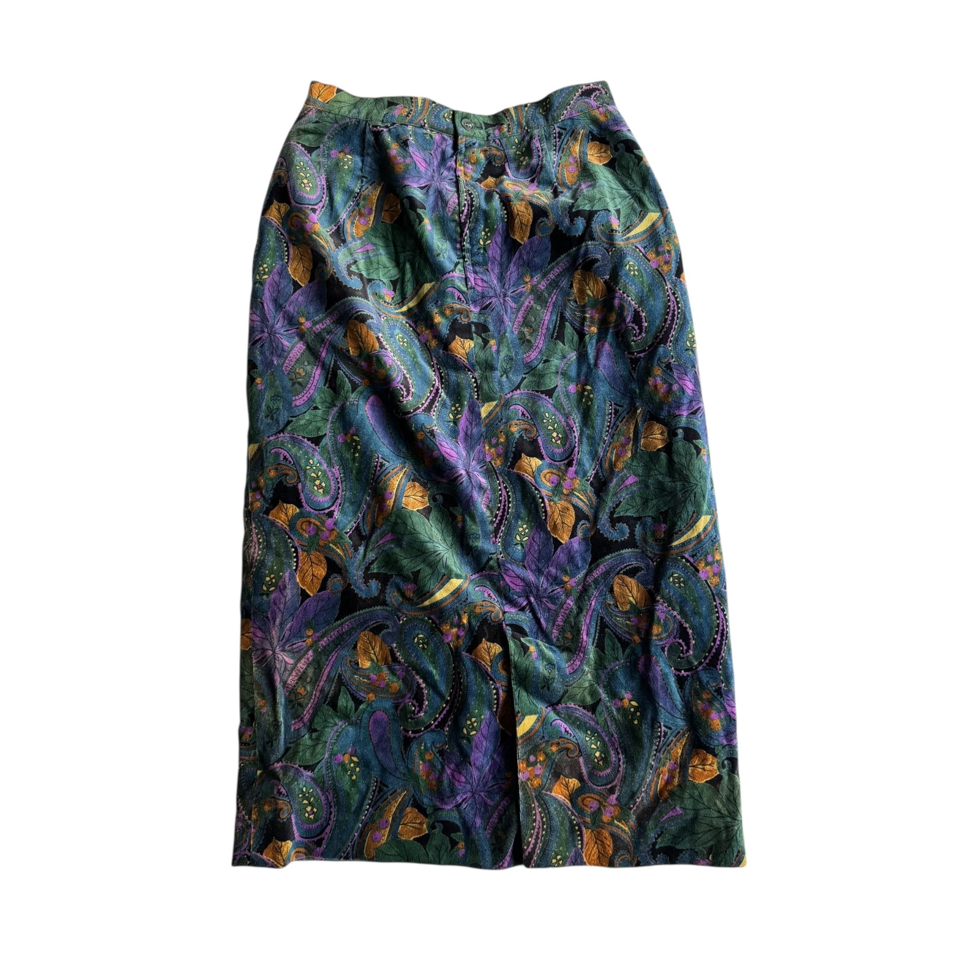 🧵 Fustă Vintage Catifea / Paisley (Mărime IT 44 - M/L) - anbracaminte