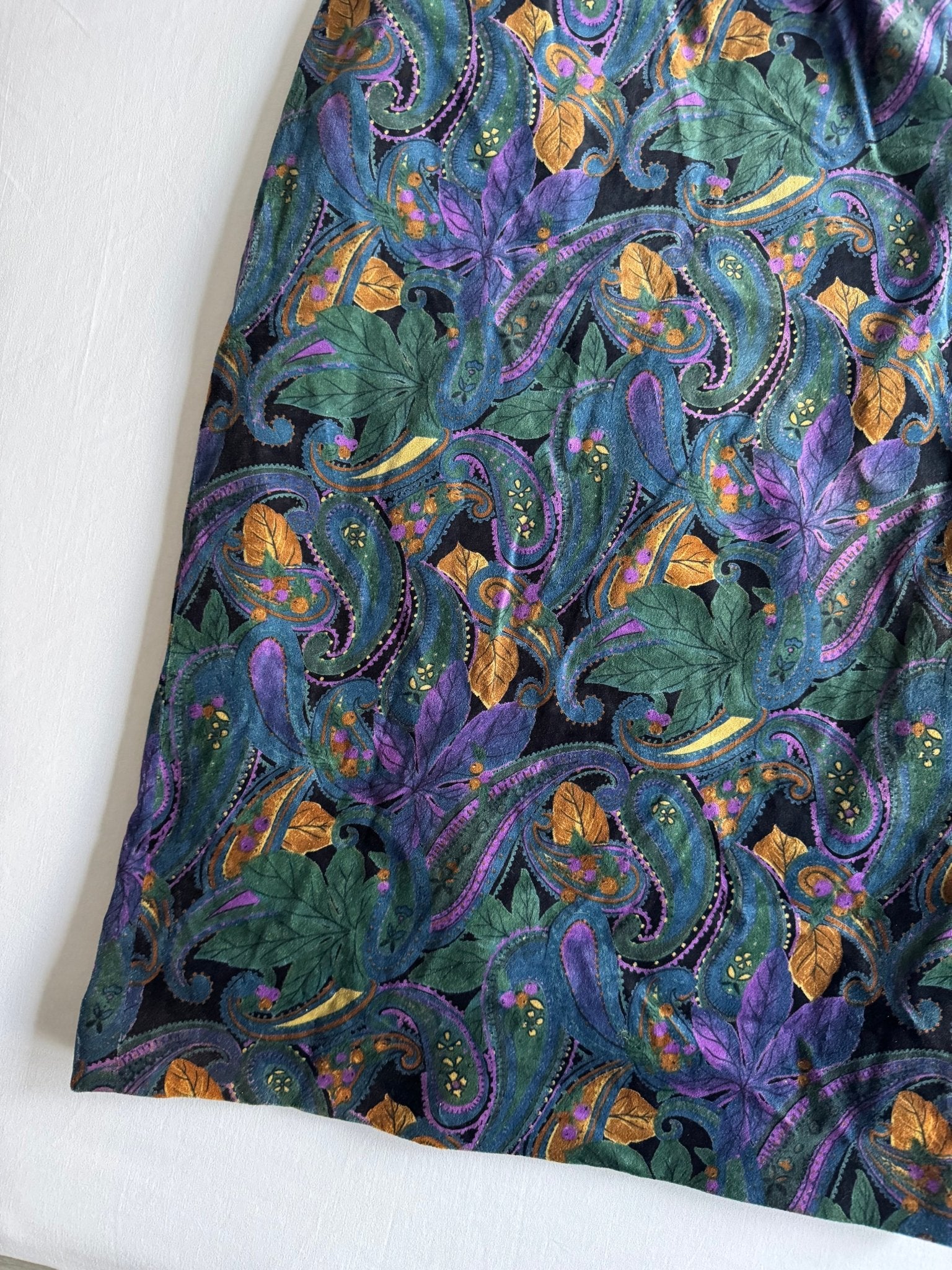 🧵 Fustă Vintage Catifea / Paisley (Mărime IT 44 - M/L) - anbracaminte
