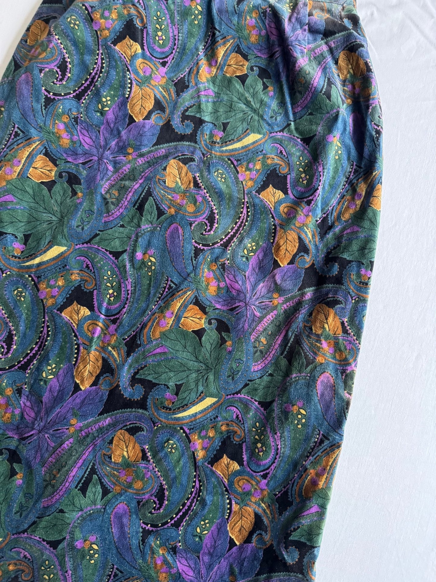 🧵 Fustă Vintage Catifea / Paisley (Mărime IT 44 - M/L) - anbracaminte
