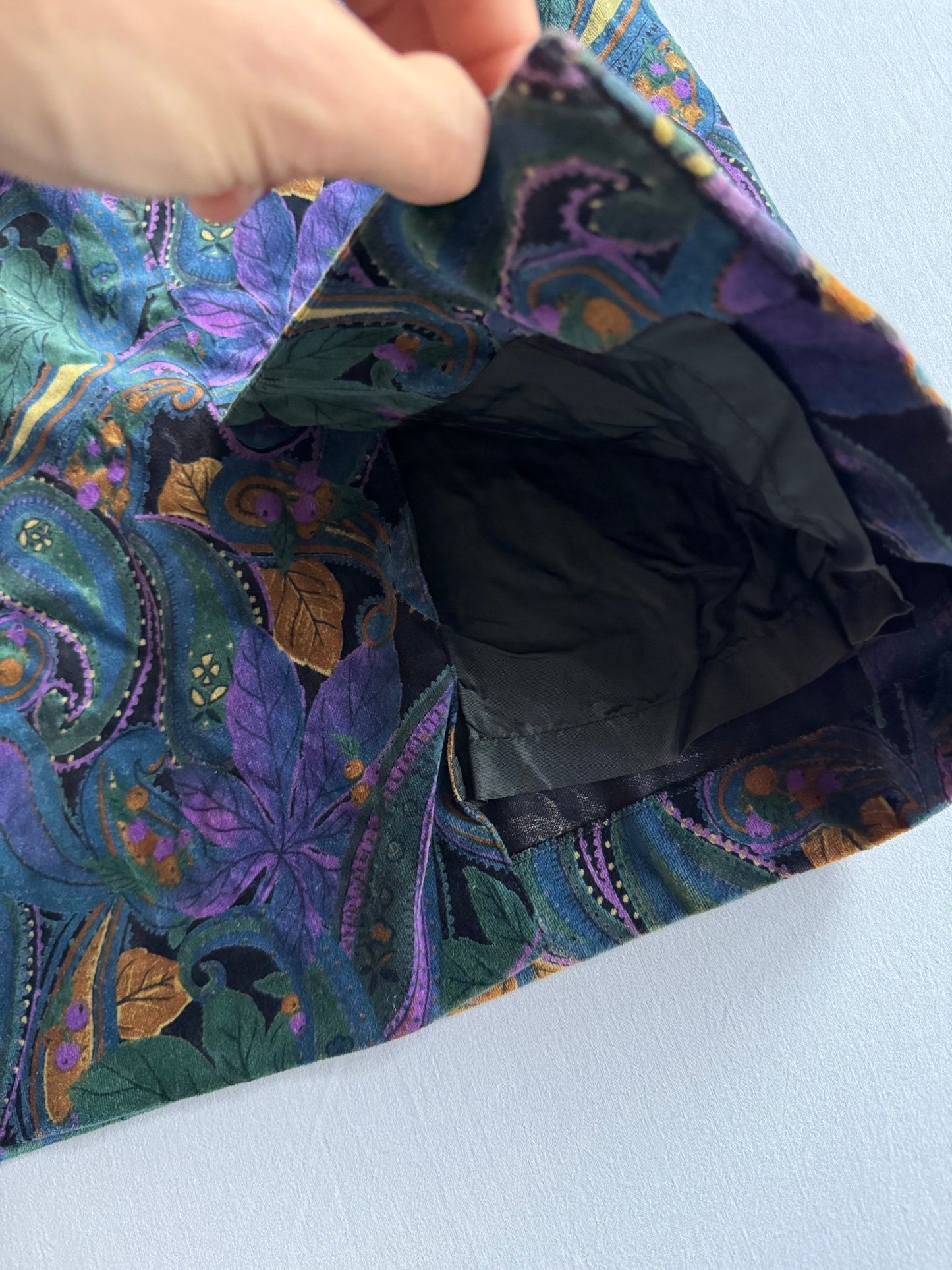 🧵 Fustă Vintage Catifea / Paisley (Mărime IT 44 - M/L) - anbracaminte
