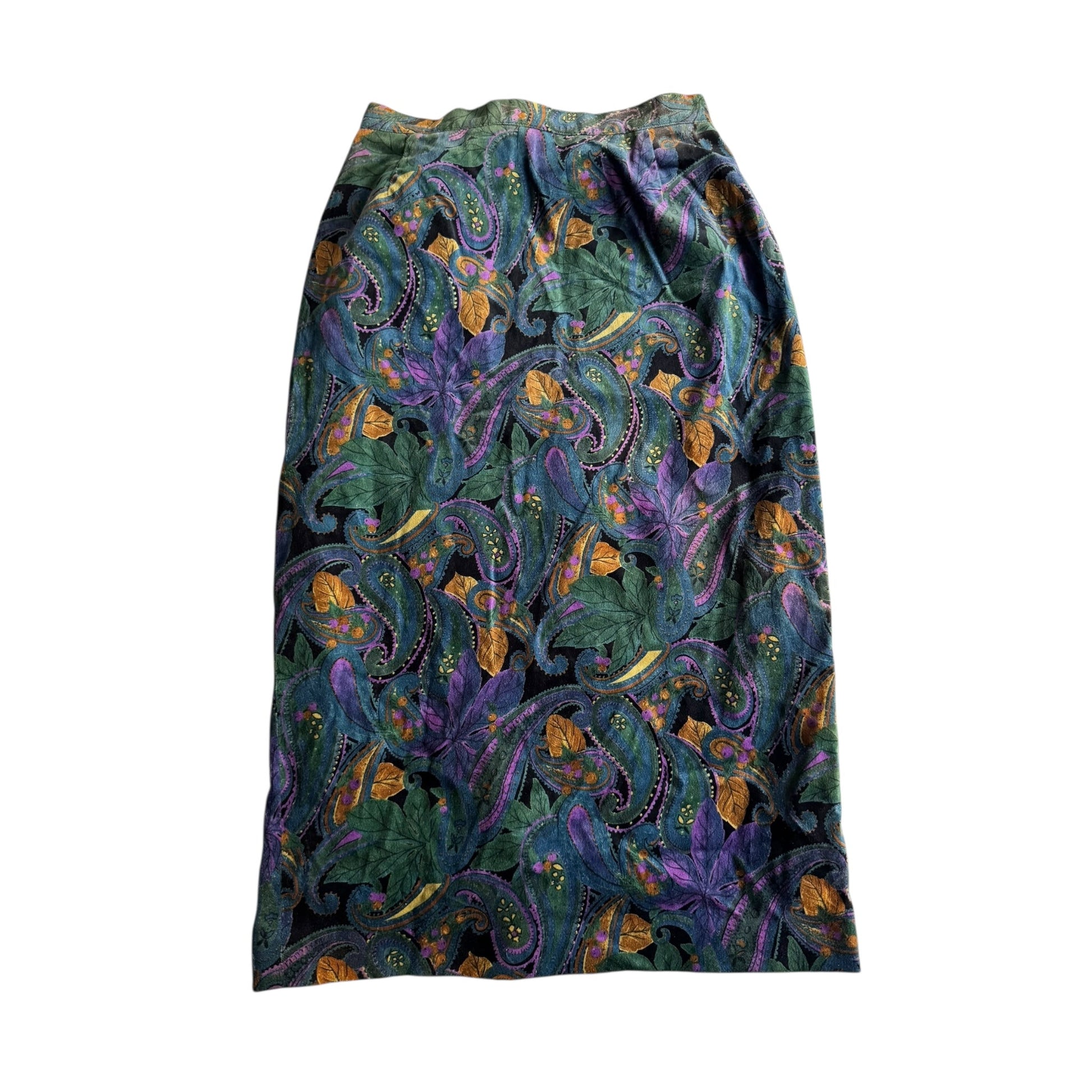 🧵 Fustă Vintage Catifea / Paisley (Mărime IT 44 - M/L) - anbracaminte