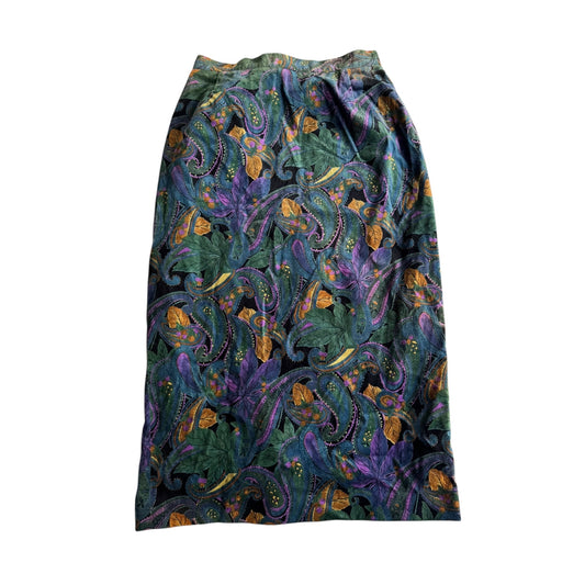 🧵 Fustă Vintage Catifea / Paisley (Mărime IT 44 - M/L) - anbracaminte