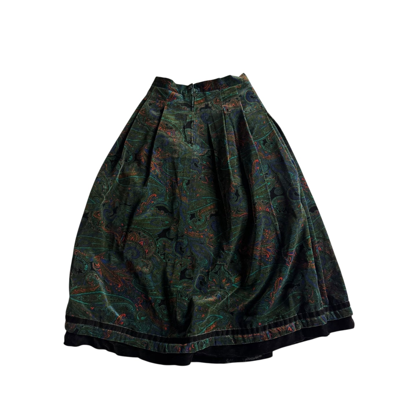 🧵 Fustă Vintage Catifea / Paisley Print / Riri Zipper (Mărime Aproximativă S - M) - anbracaminte