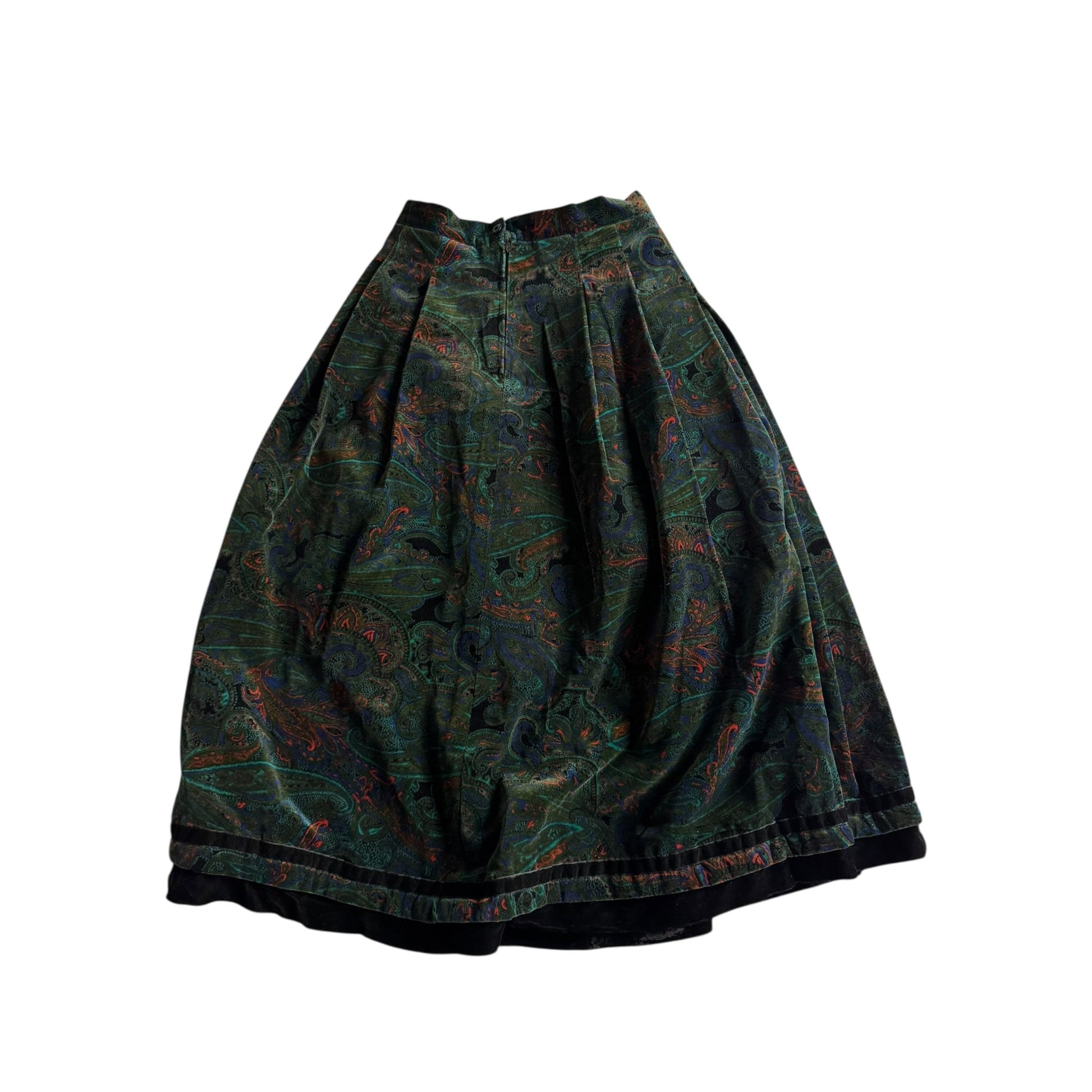 🧵 Fustă Vintage Catifea / Paisley Print / Riri Zipper (Mărime Aproximativă S - M) - anbracaminte