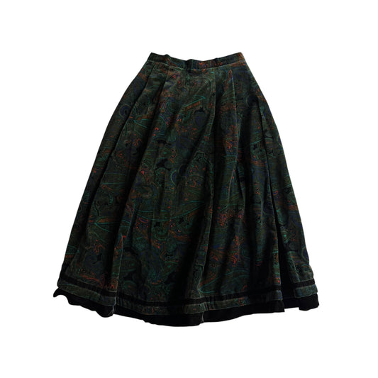 🧵 Fustă Vintage Catifea / Paisley Print / Riri Zipper (Mărime Aproximativă S - M) - anbracaminte