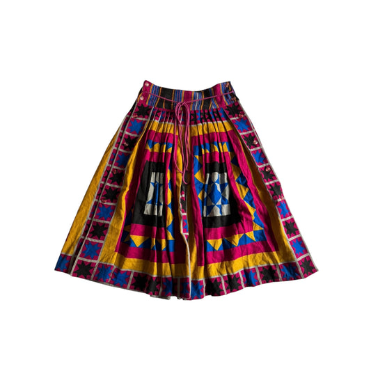 🩷 Fustă vintage colorată cu imprimeu / Lână (IT 42 - S/M) - anbracaminte