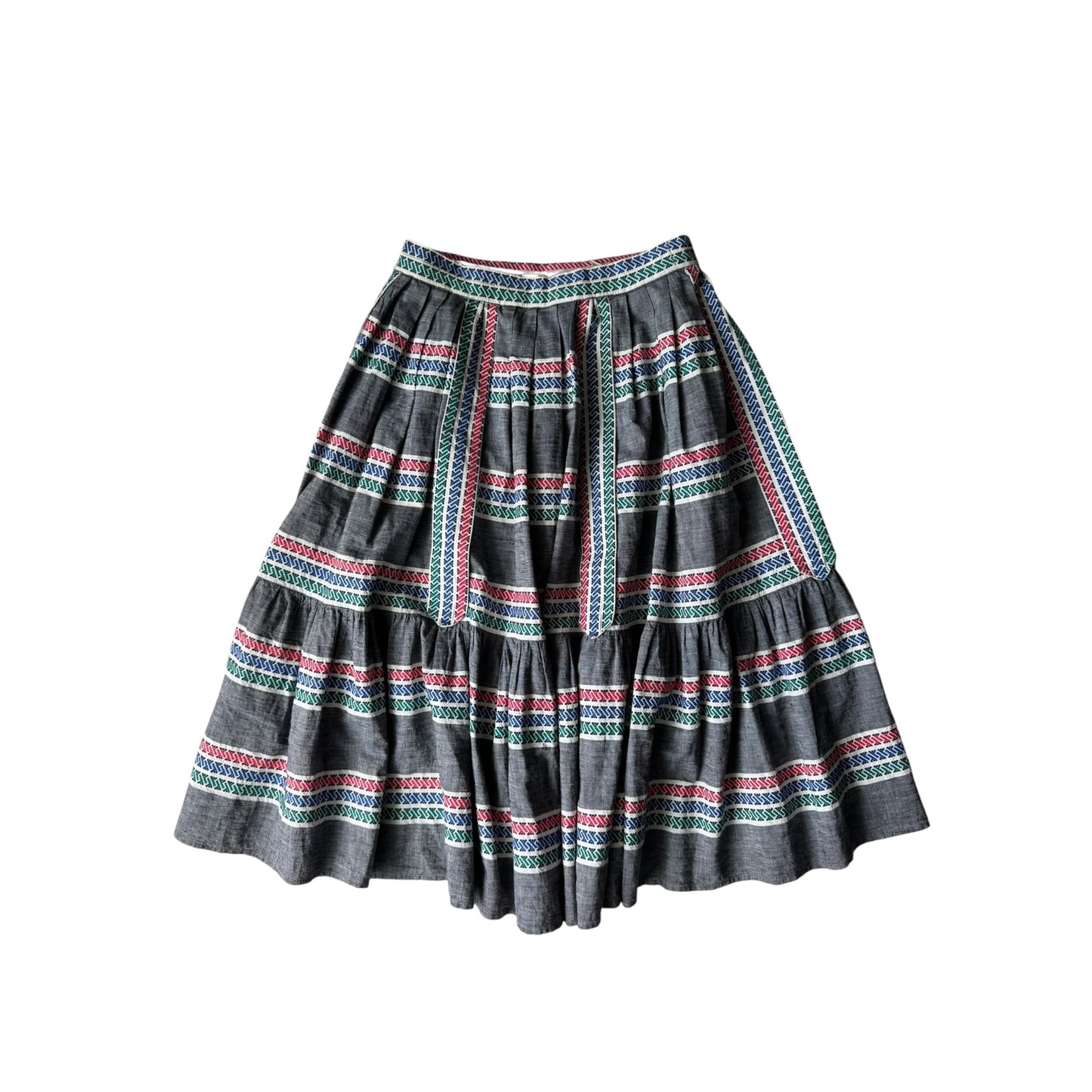 🌞 Fustă Vintage cu Motive Brodate – XS/S Damă - anbracaminte