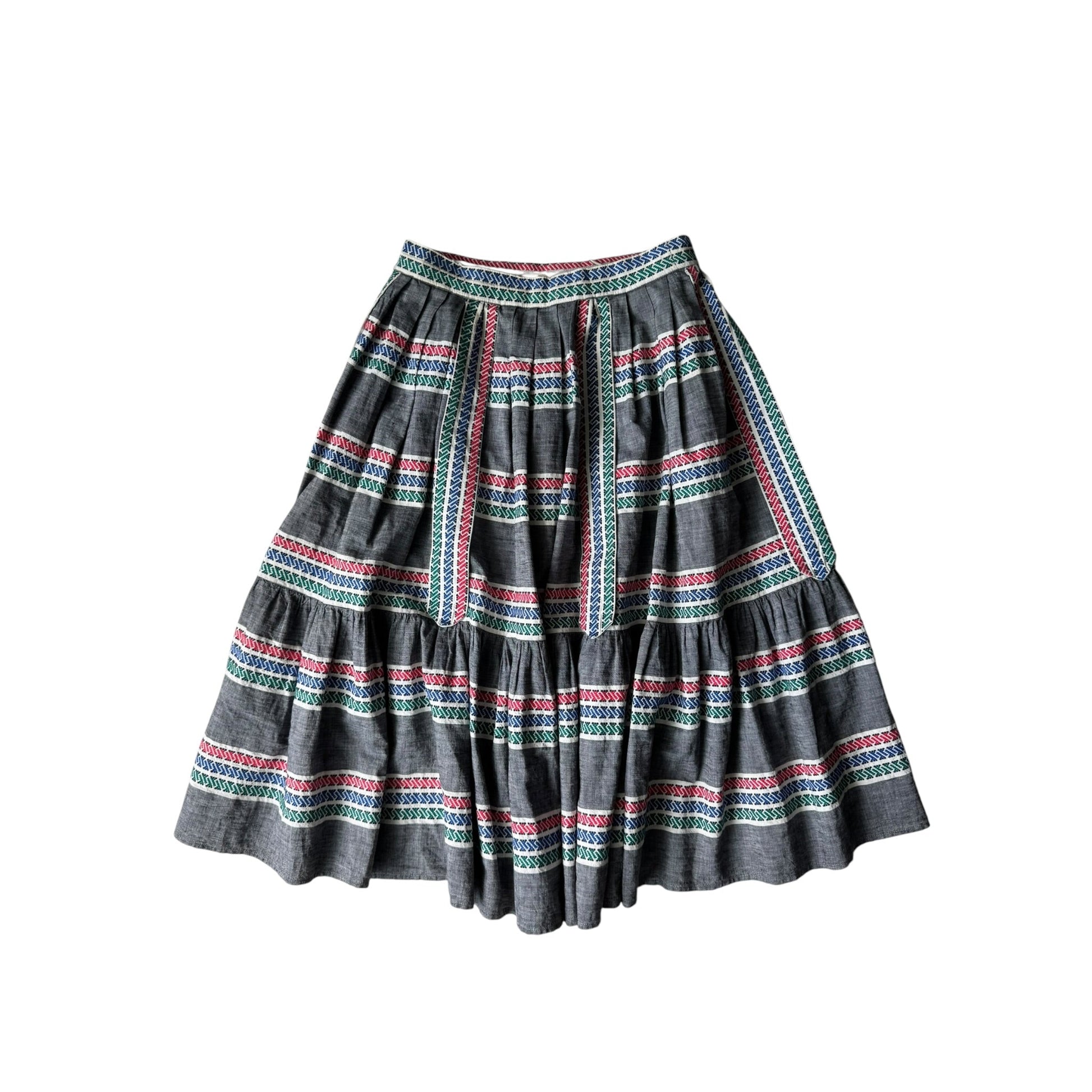 🌞 Fustă Vintage cu Motive Brodate – XS/S Damă - anbracaminte