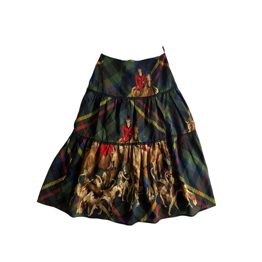 🧵 Fustă Vintage cu Print Călăreți (mărime S estimată) - anbracaminte