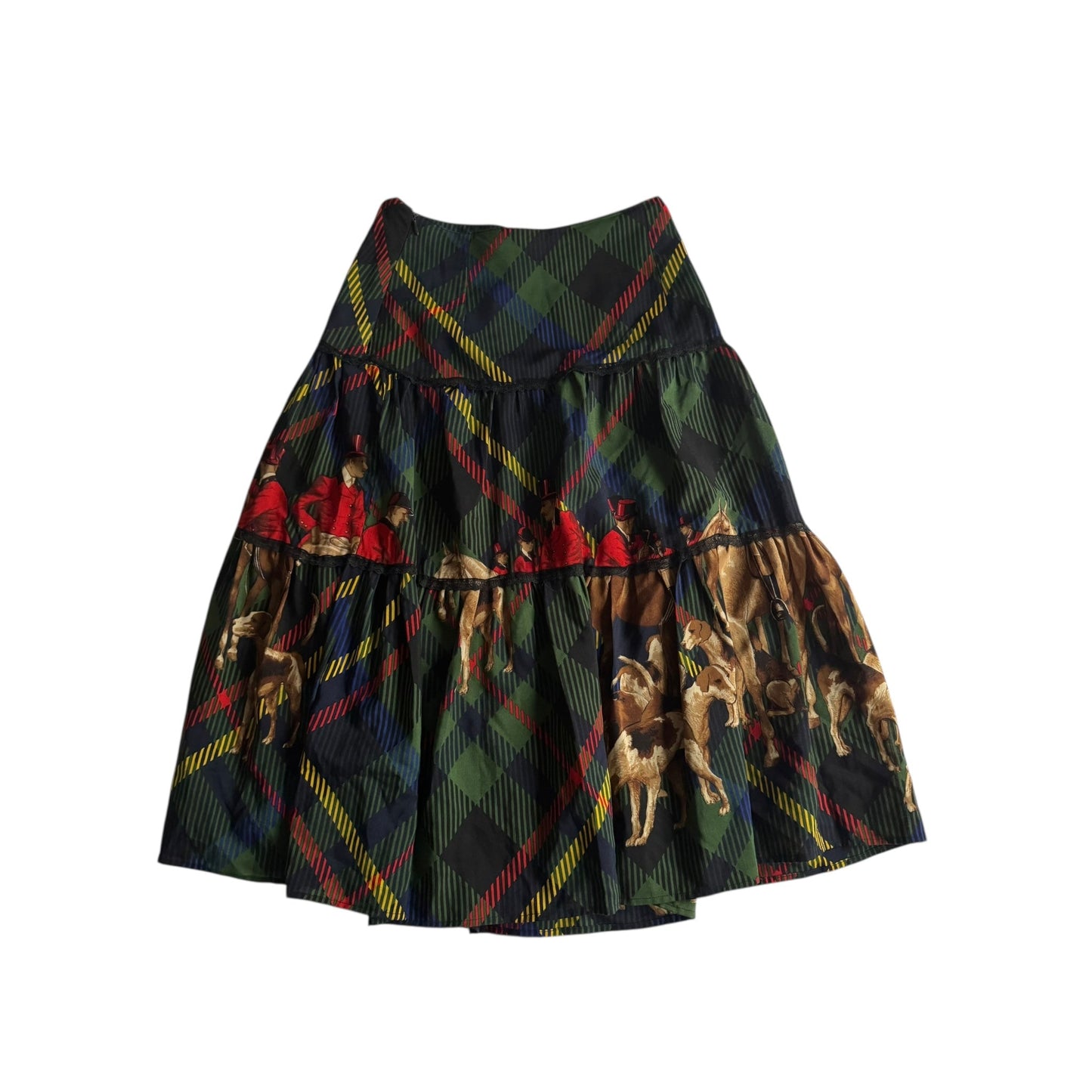 🧵 Fustă Vintage cu Print Călăreți (mărime S estimată) - anbracaminte