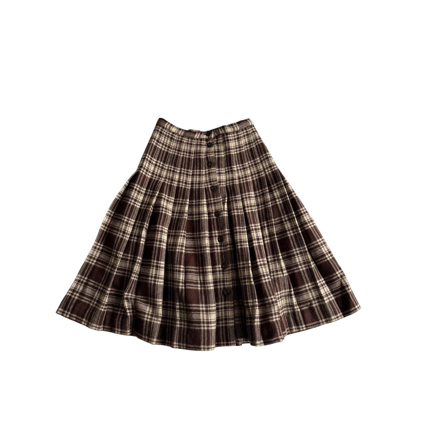 🪵 Fustă Vintage Damă din Lână cu Model Tartan Maro – aprox. S - anbracaminte