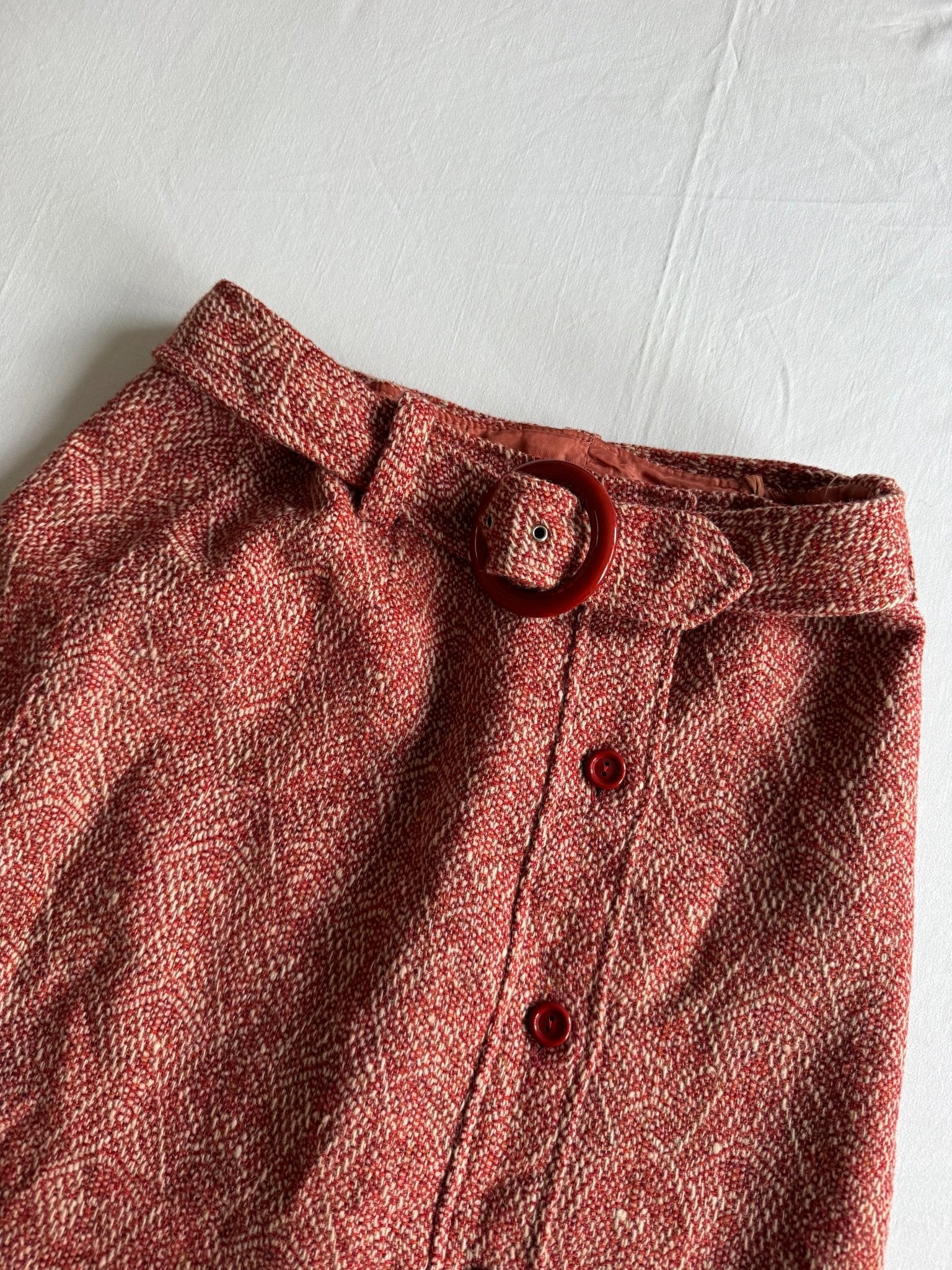 🧵 Fustă Vintage din Lână cu Curea (Mărime IT 46 – L) - anbracaminte