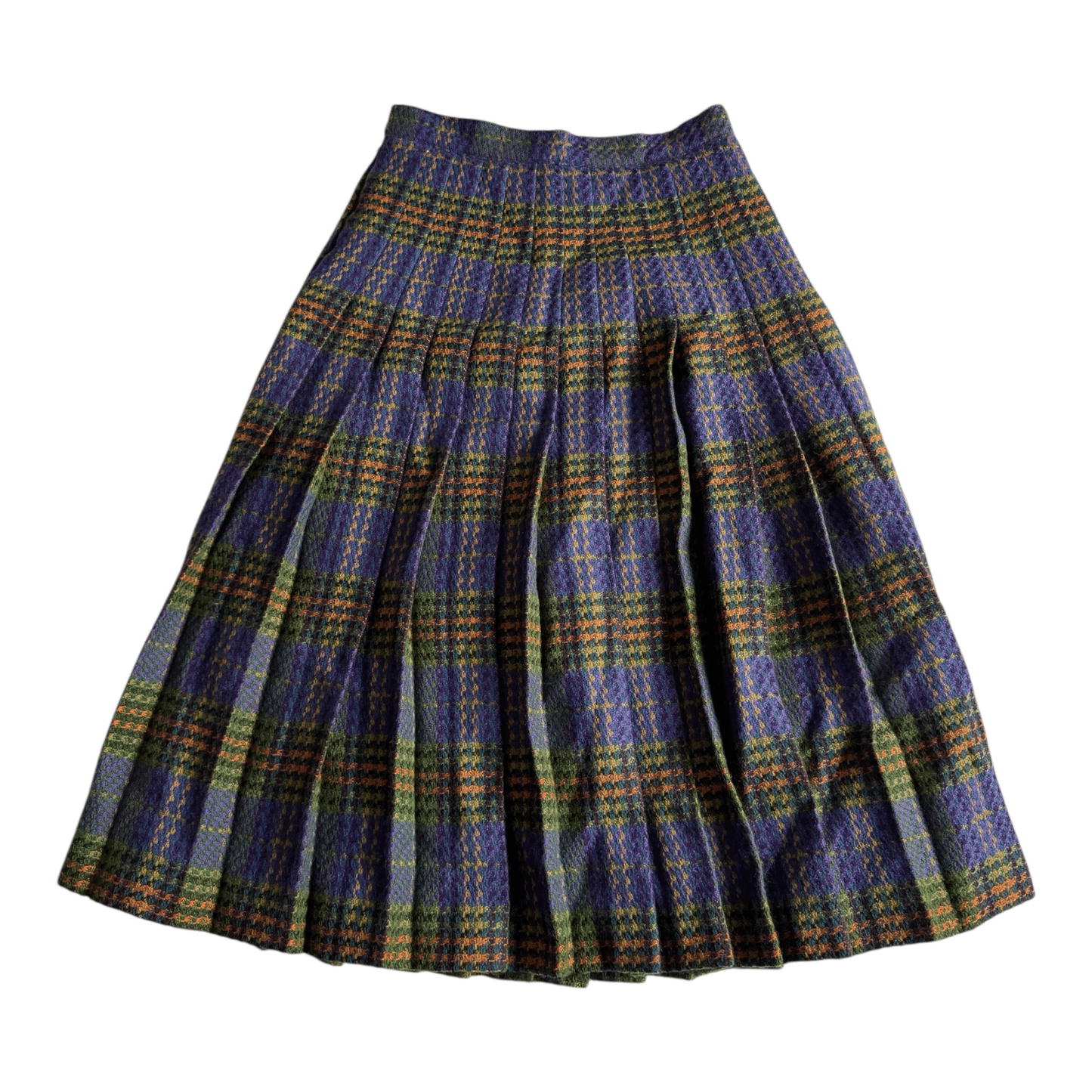 🧵 Fustă Vintage din Lână cu Print Tartan Navy (Mărime Aproximativă S - M) - anbracaminte