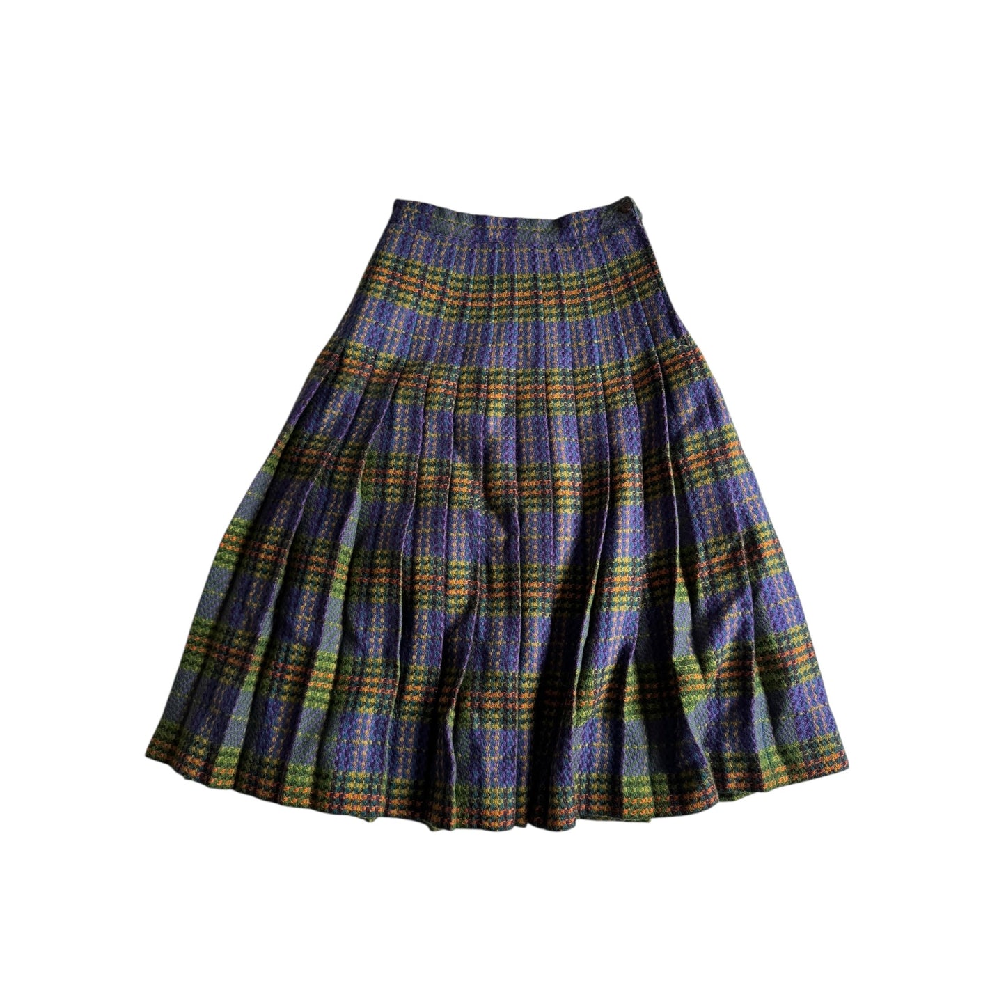 🧵 Fustă Vintage din Lână cu Print Tartan Navy (Mărime Aproximativă S - M) - anbracaminte