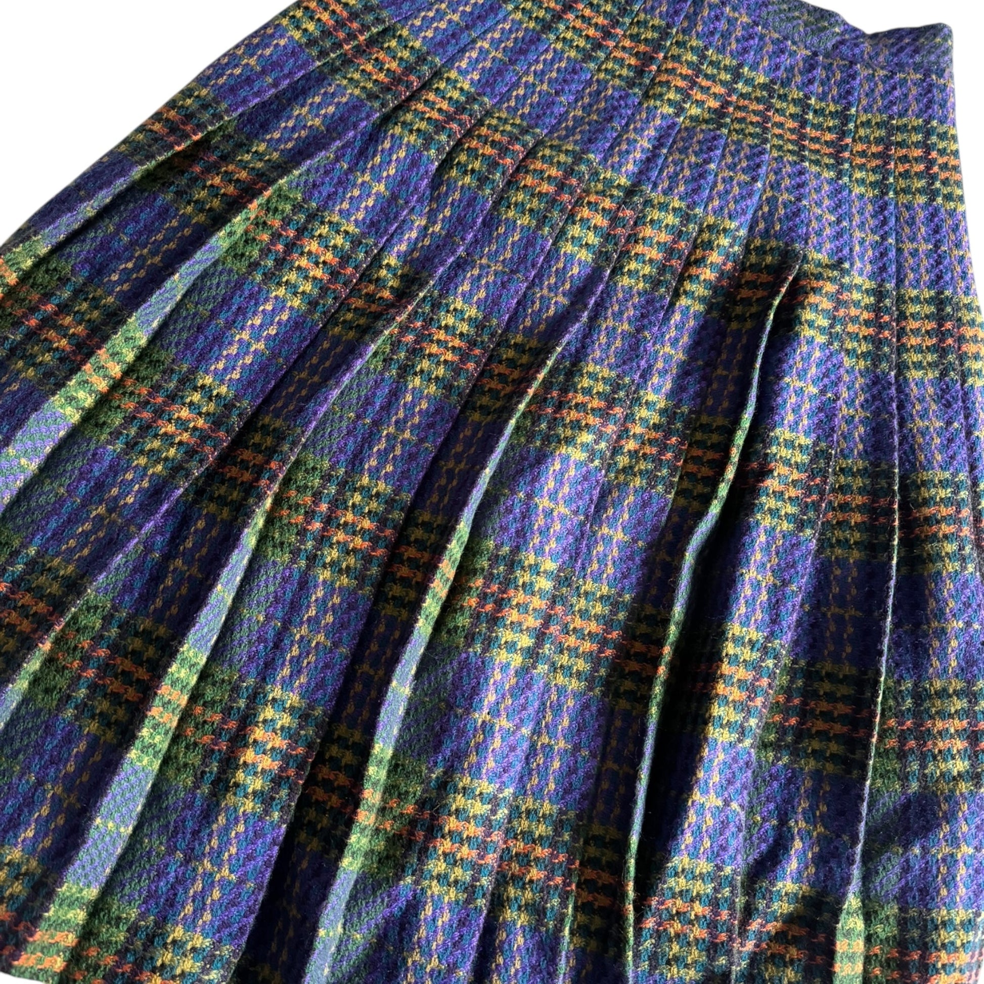 🧵 Fustă Vintage din Lână cu Print Tartan Navy (Mărime Aproximativă S - M) - anbracaminte